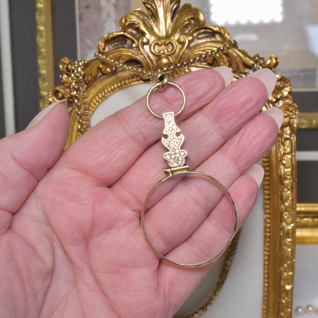 Antique Georgian/Early Victorian 9ct Rose Gold Mounted Quizzing Glass