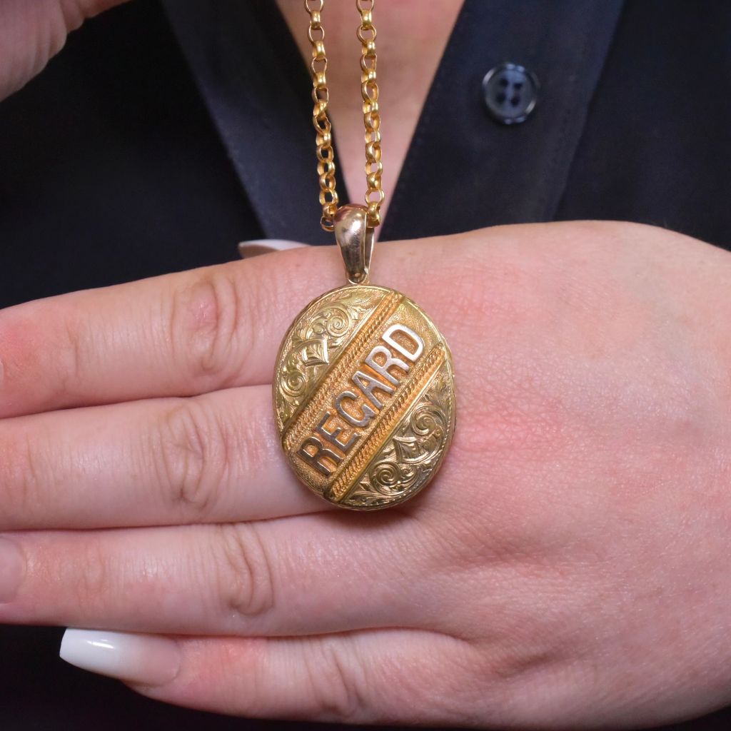 Antique Victorian 9ct Rose Gold ‘Regard’ Locket Circa 1890-1900