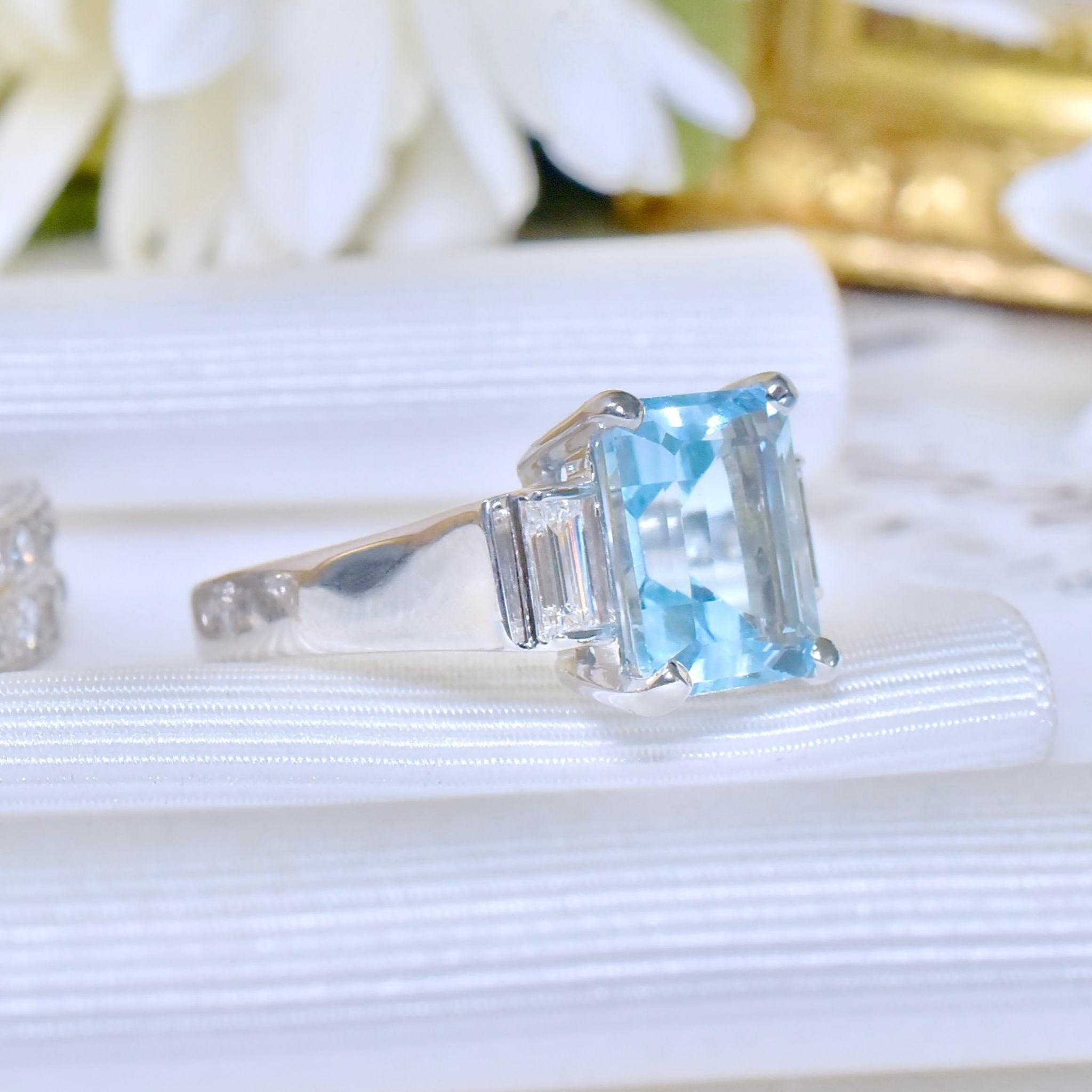 Glorious 18ct White Gold Topaz (4.5ct) And Diamond (0.35ct) Ring Independent Valuation Included For $5,545 AUD (In 2024)