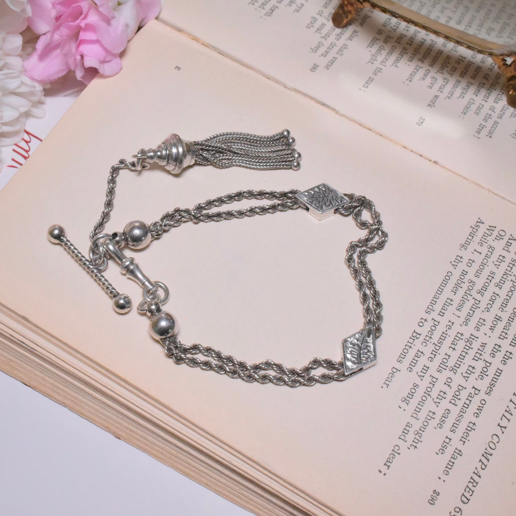 Antique Victorian Sterling Silver Albertina Watch Chain/Bracelet Circa 1890-1900