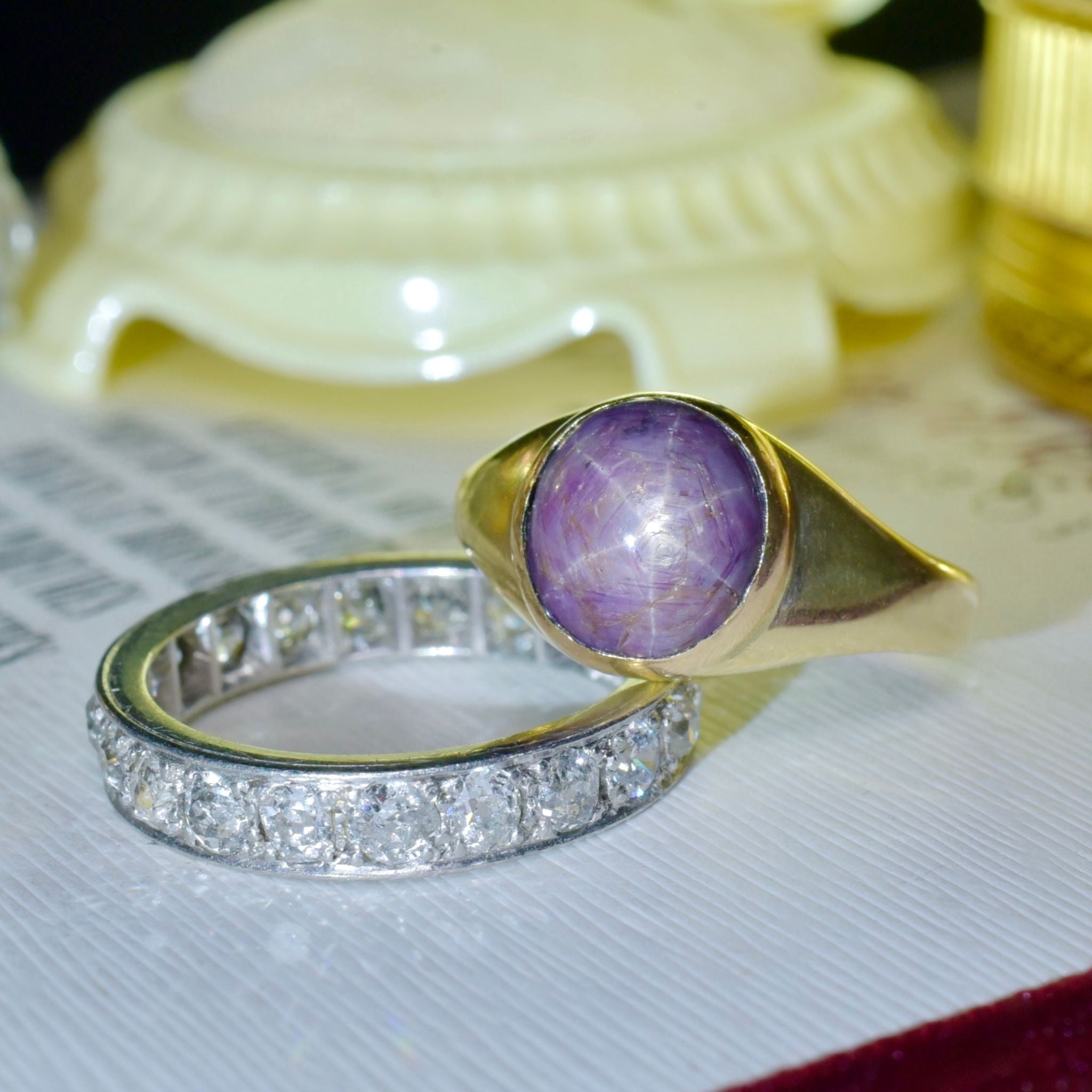 Contemporary 9ct Yellow Gold Star Ruby Ring