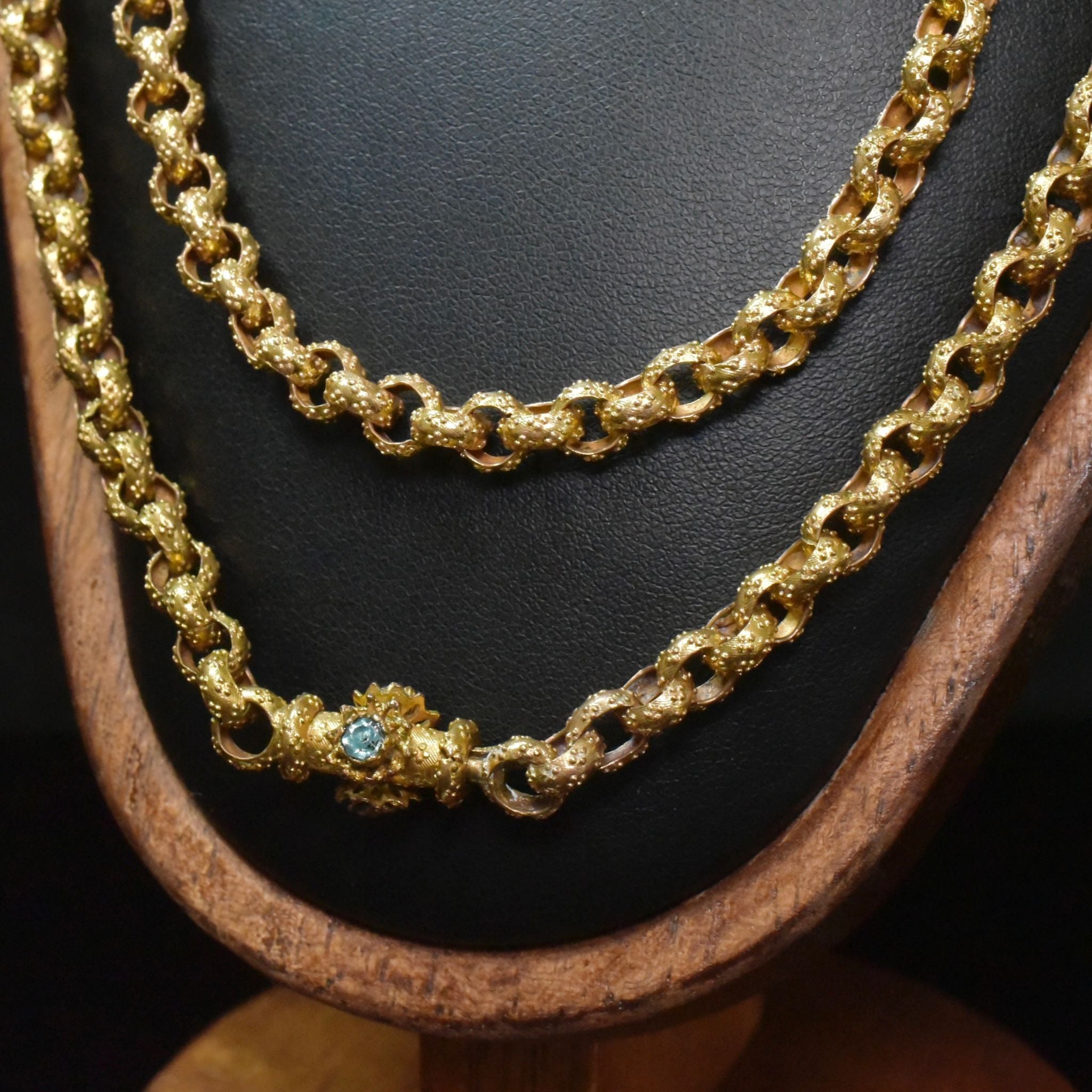 Fabulous Antique Georgian Pinchbeck Barrel Clasp Rope Necklace Circa 1790-1810