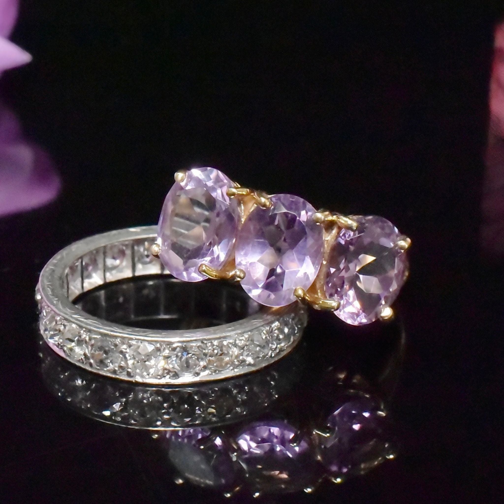 Fabulous 9ct Yellow Gold Amethyst (5.10ct) Trilogy Ring - Birmingham 2005
