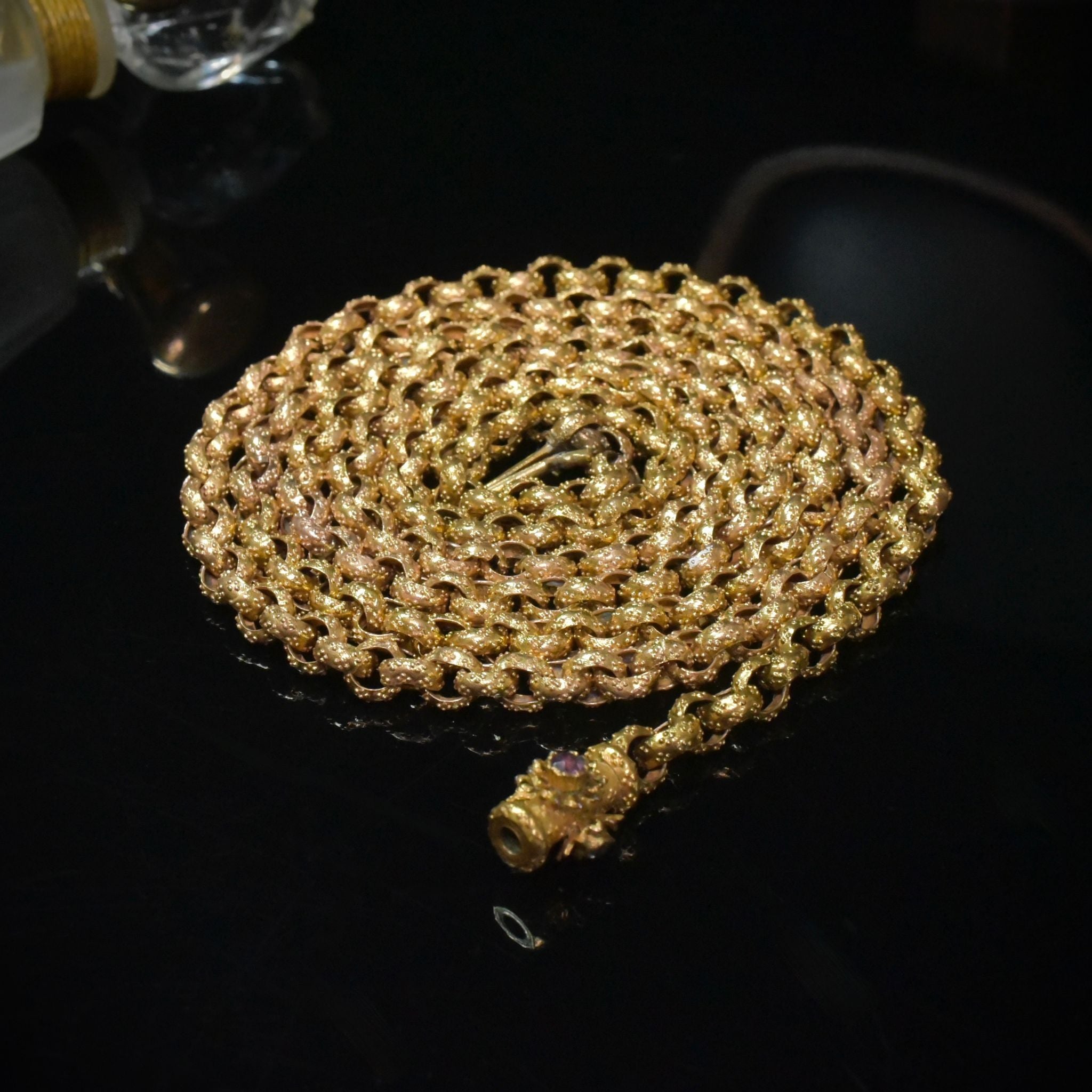 Fabulous Antique Georgian Pinchbeck Barrel Clasp Rope Necklace Circa 1790-1810