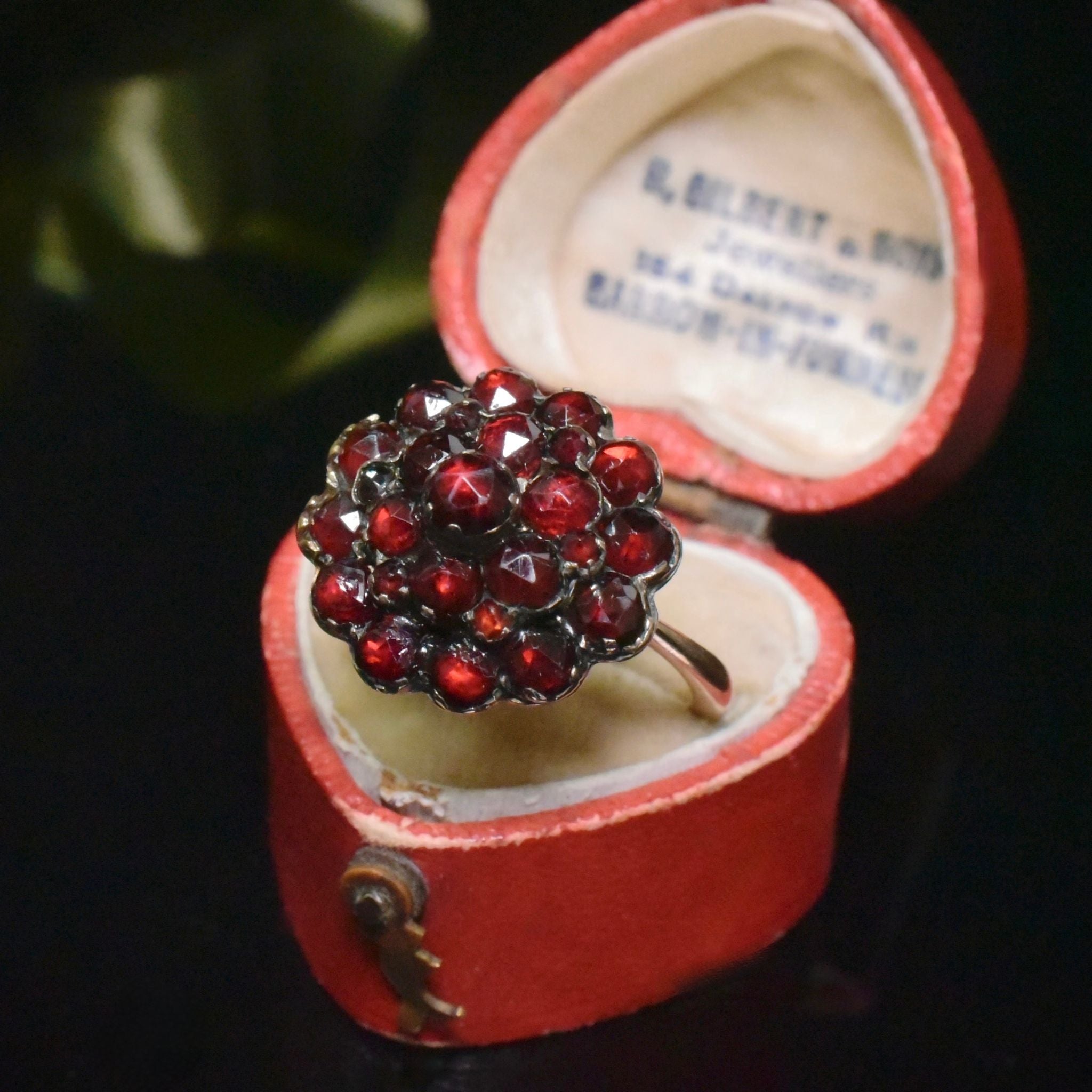 Antique Late Victorian/Early Edwardian 15ct Rose Gold Bohemian Garnet Ring Circa 1900