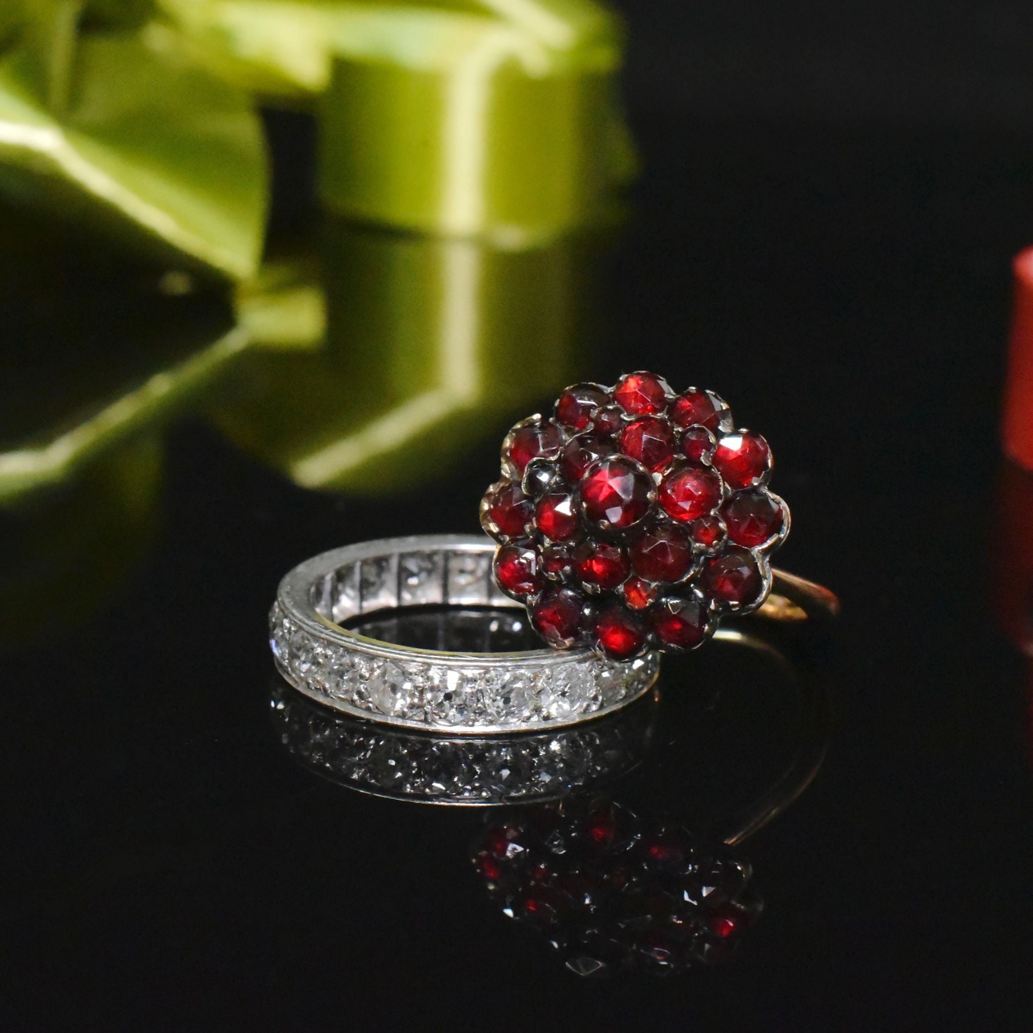 Antique Late Victorian/Early Edwardian 15ct Rose Gold Bohemian Garnet Ring Circa 1900