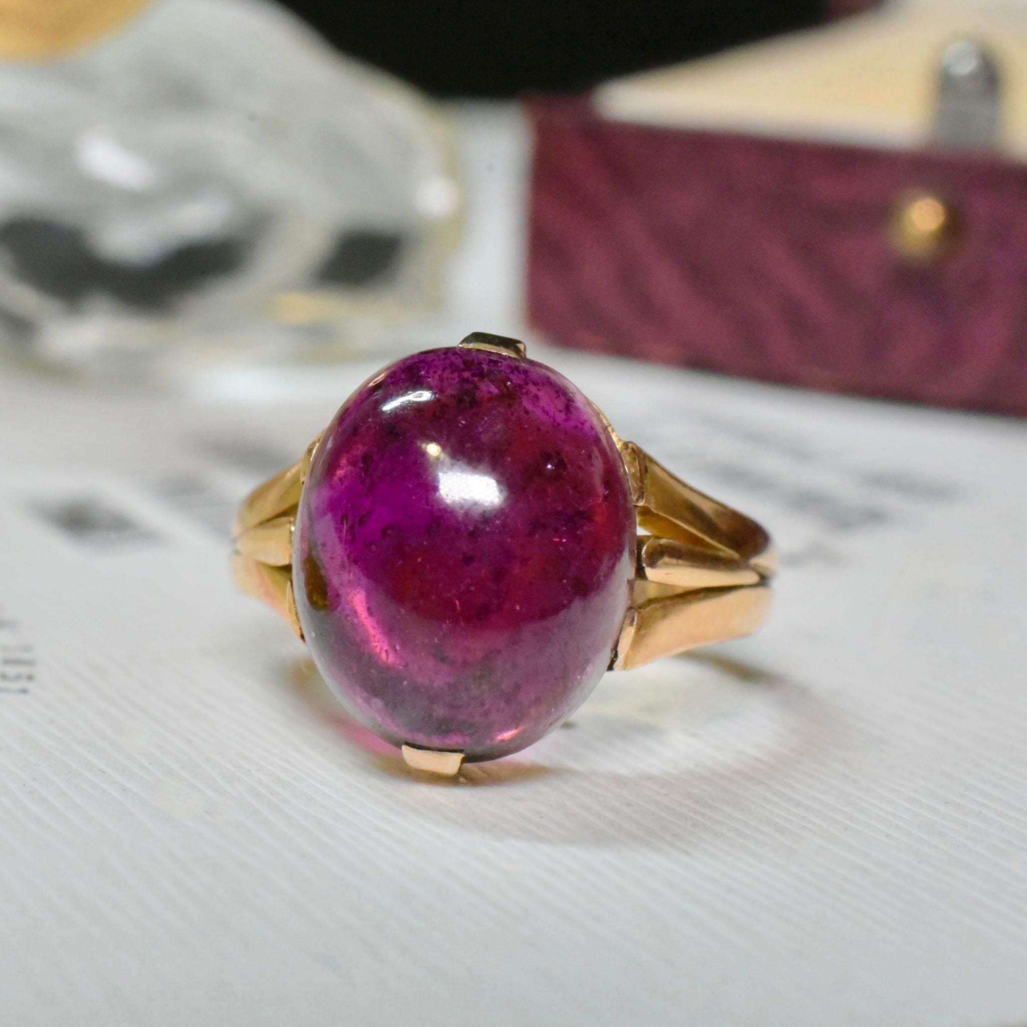Antique Victorian 15ct Rose Gold Rhodolite Garnet Ring - Birmingham 1884