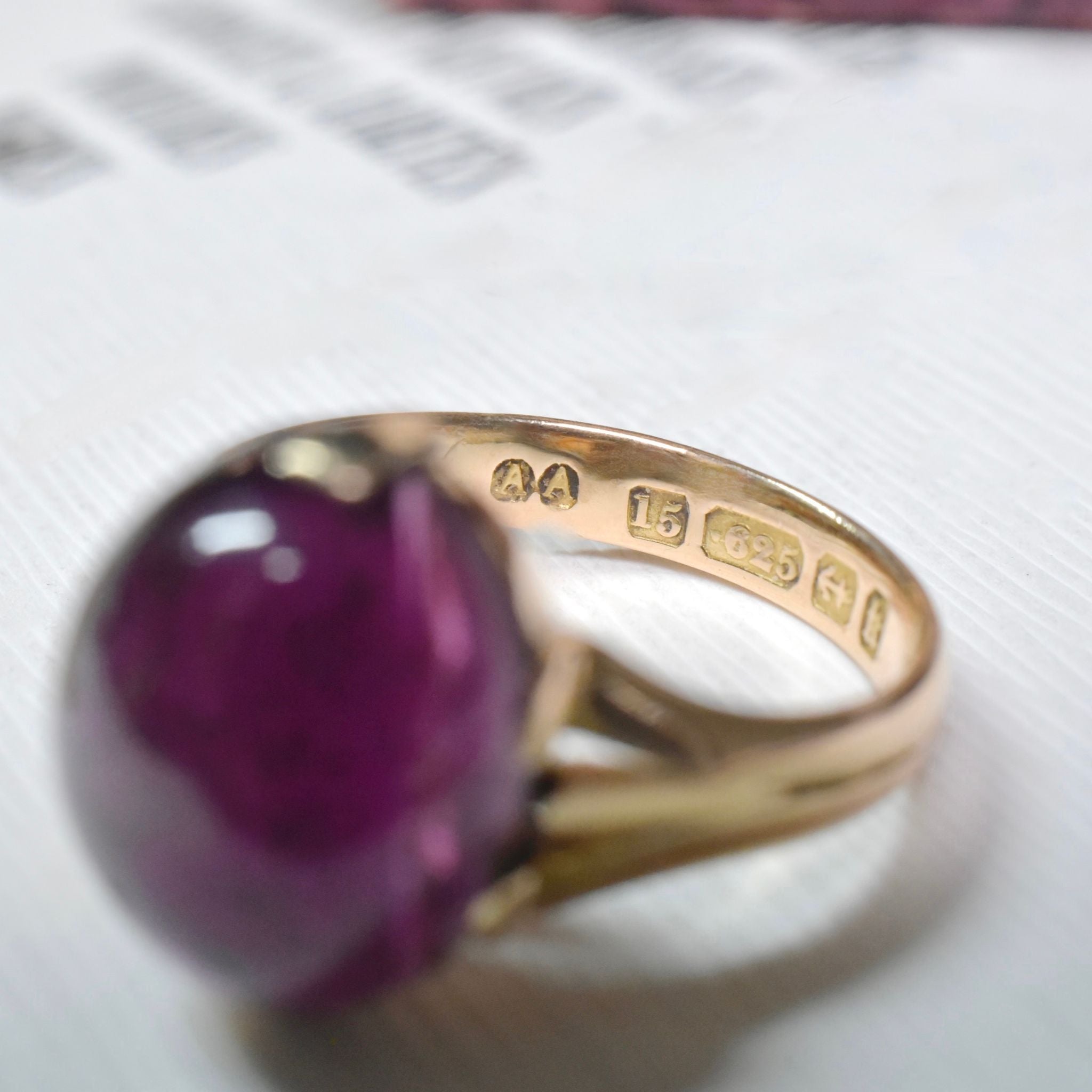 Antique Victorian 15ct Rose Gold Rhodolite Garnet Ring - Birmingham 1884