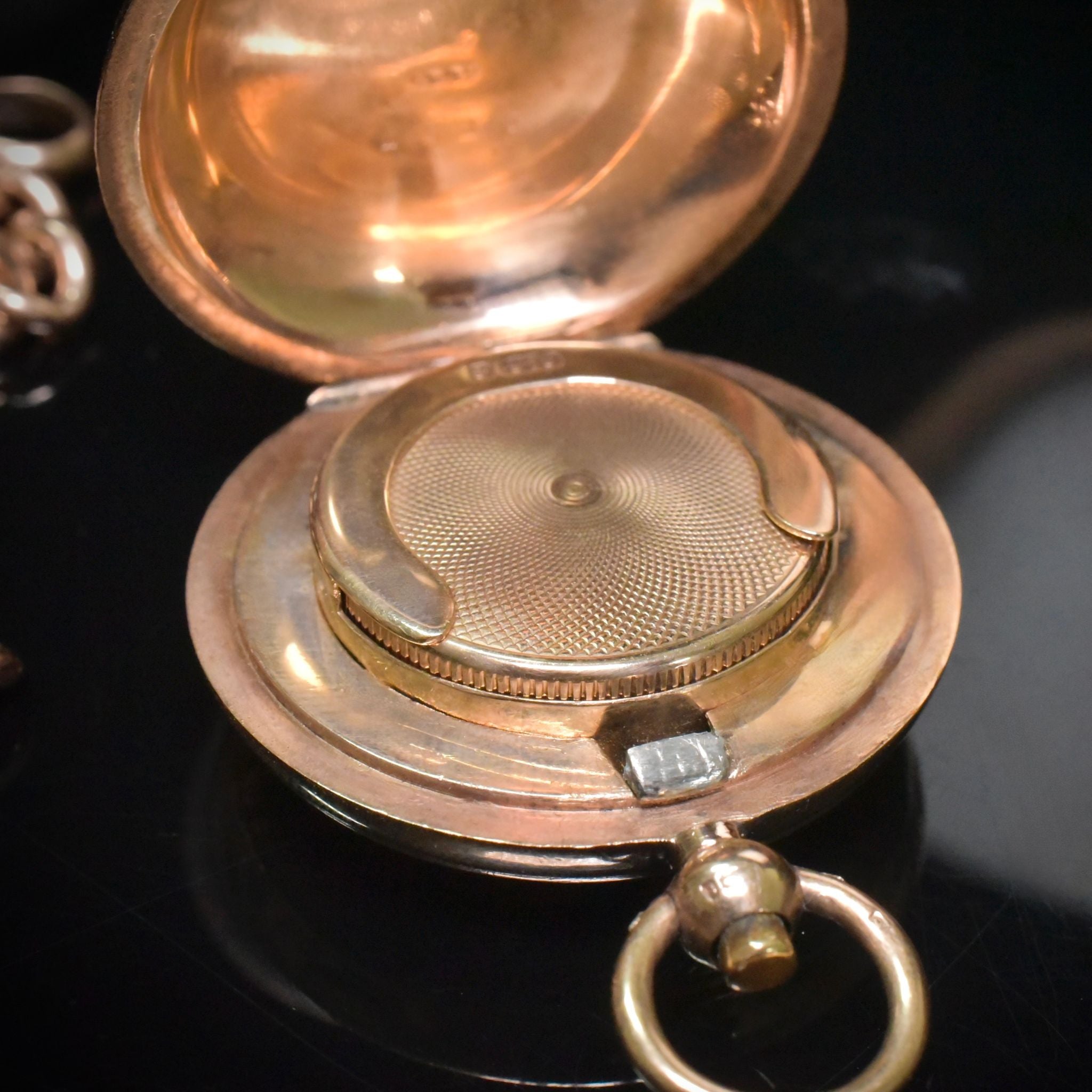 Superb Antique Edwardian 9ct Rose Gold Sovereign Case - Aaron Lufkin Dennison - Birmingham 1910