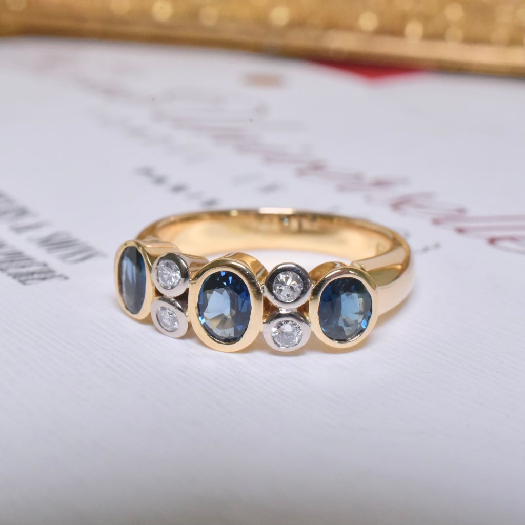 Superb Contemporary 18ct Diamond And Sapphire Ring By Hardy Brothers