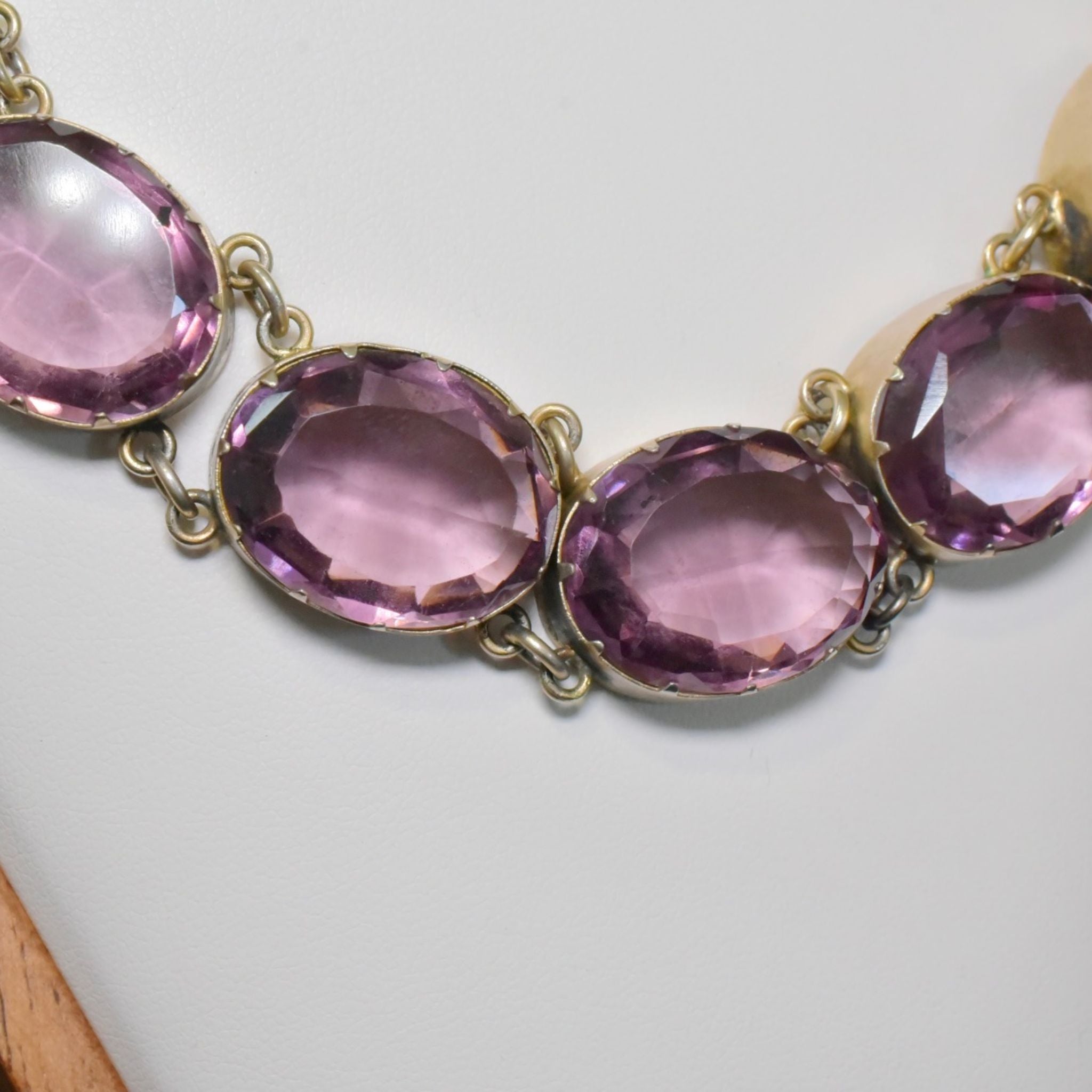 Fabulous Art Deco Era Silver Gilt Amethyst Glass Rivieré With Original Box - Circa 1930-40’s