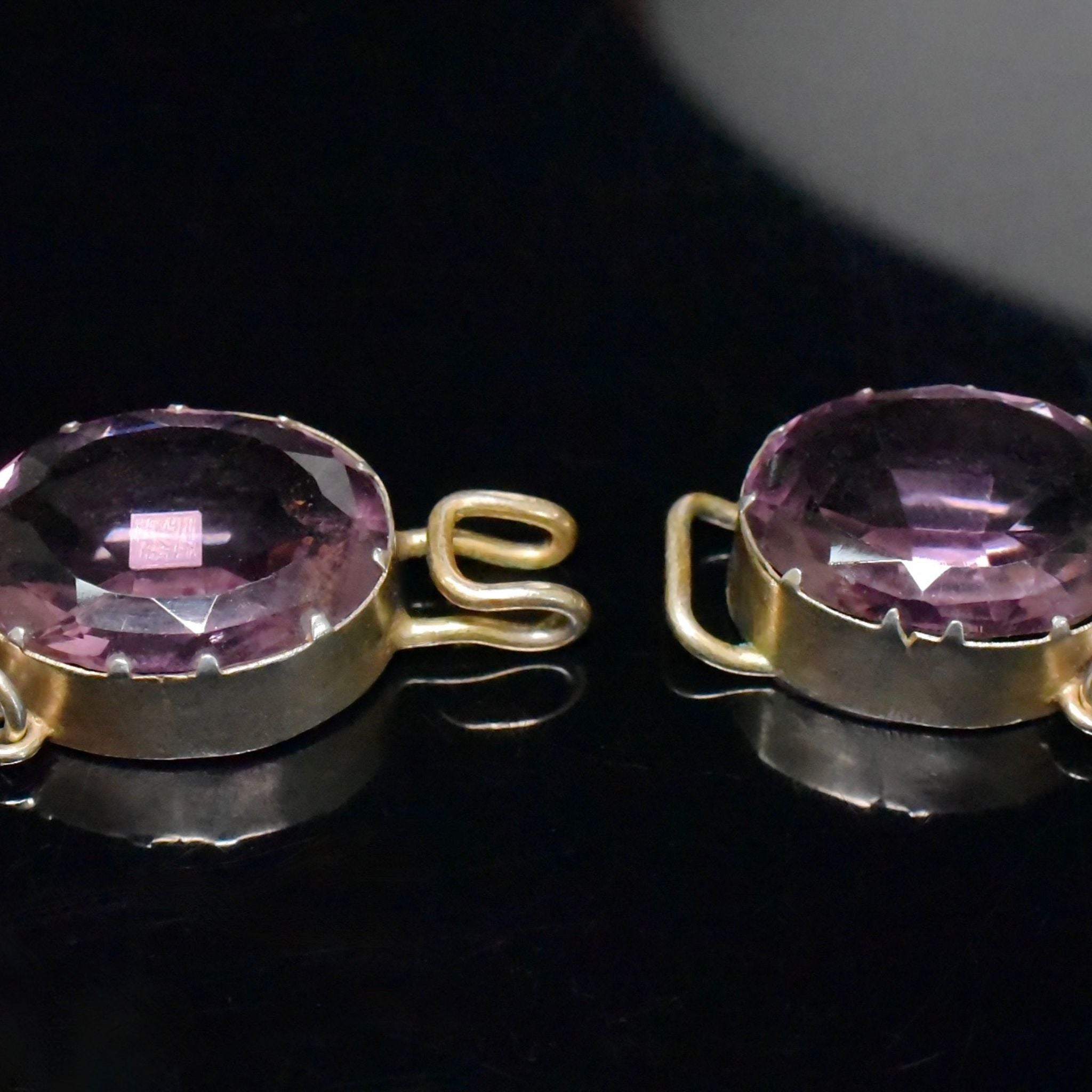 Fabulous Art Deco Era Silver Gilt Amethyst Glass Rivieré With Original Box - Circa 1930-40’s