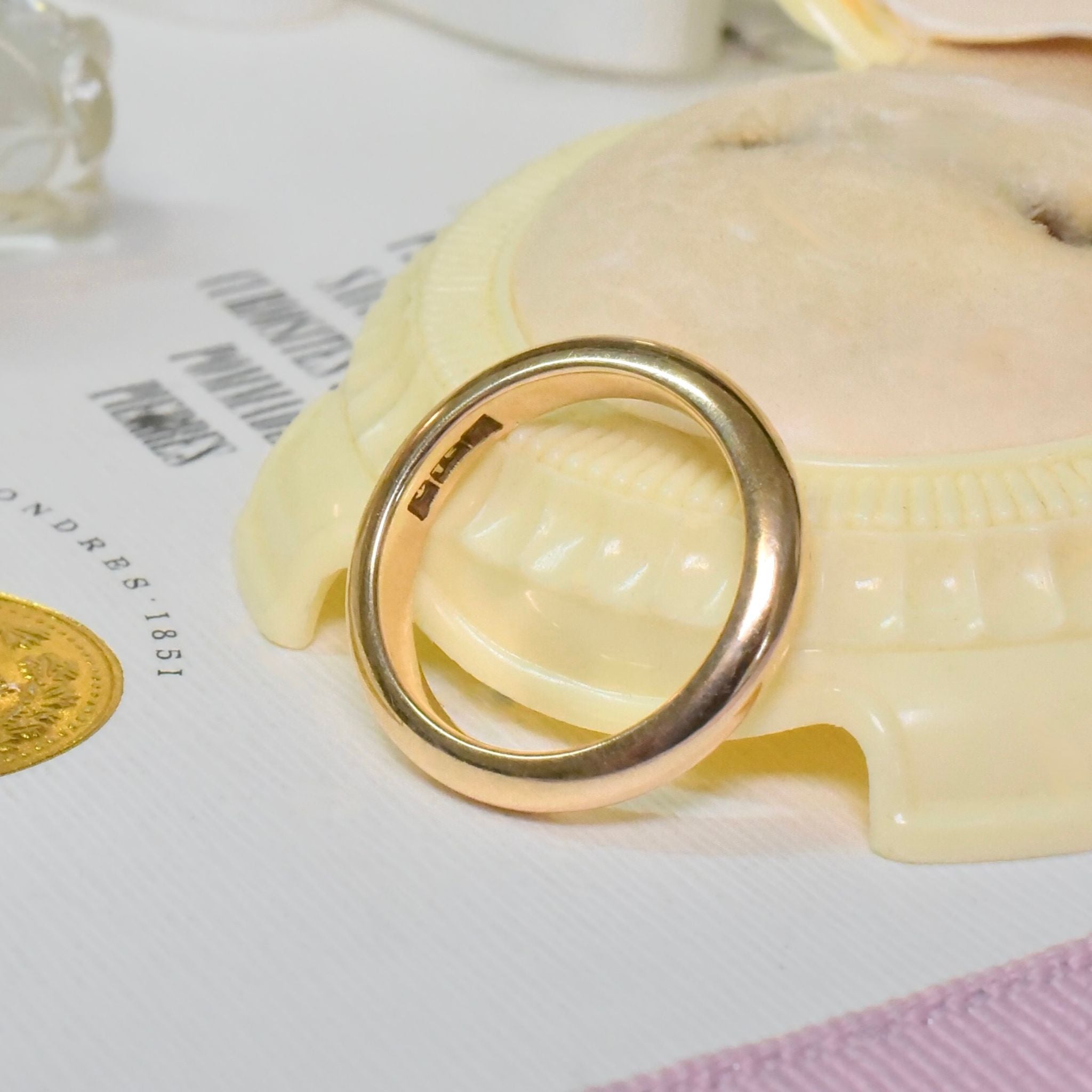 Superb Antique Australian 15ct Yellow Gold ‘Tube’ Ring By Larard Bros, Melbourne, Circa 1910-1920