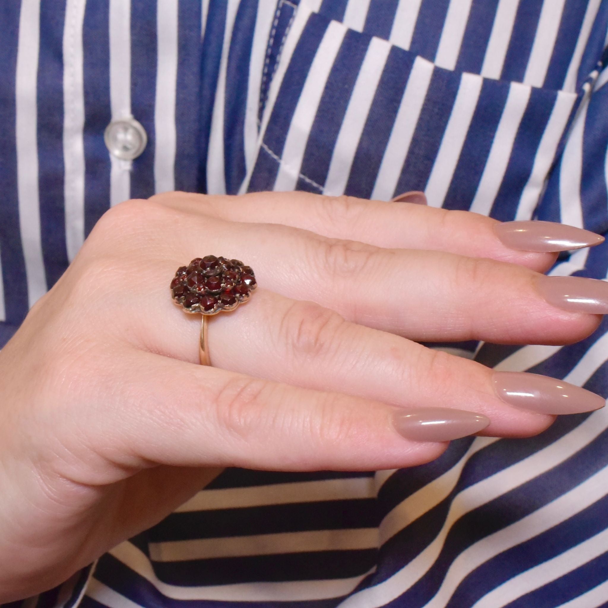 Antique Late Victorian/Early Edwardian 15ct Rose Gold Bohemian Garnet Ring Circa 1900
