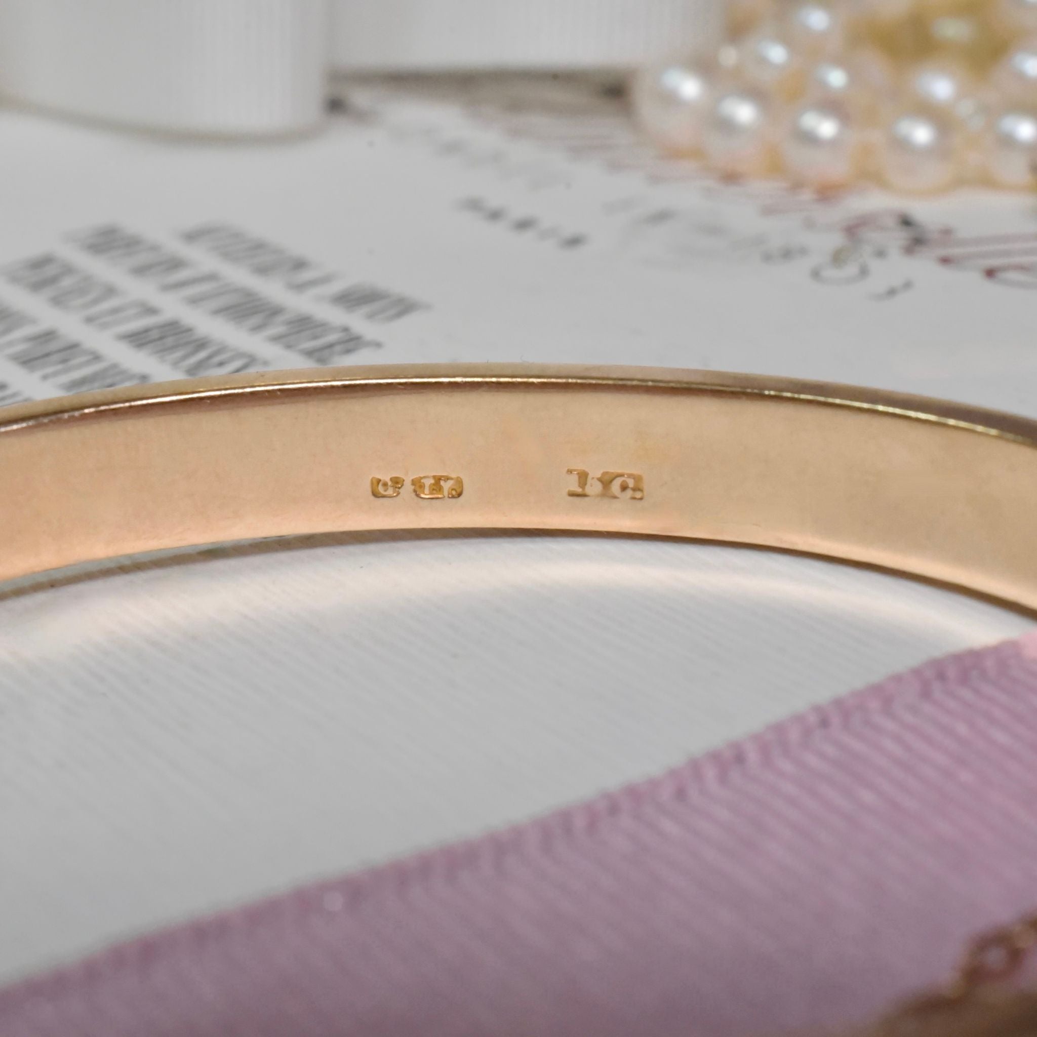 Antique Australian Edwardian 15ct Rose Gold Oval Hinged Bangle - Circa 1910-15