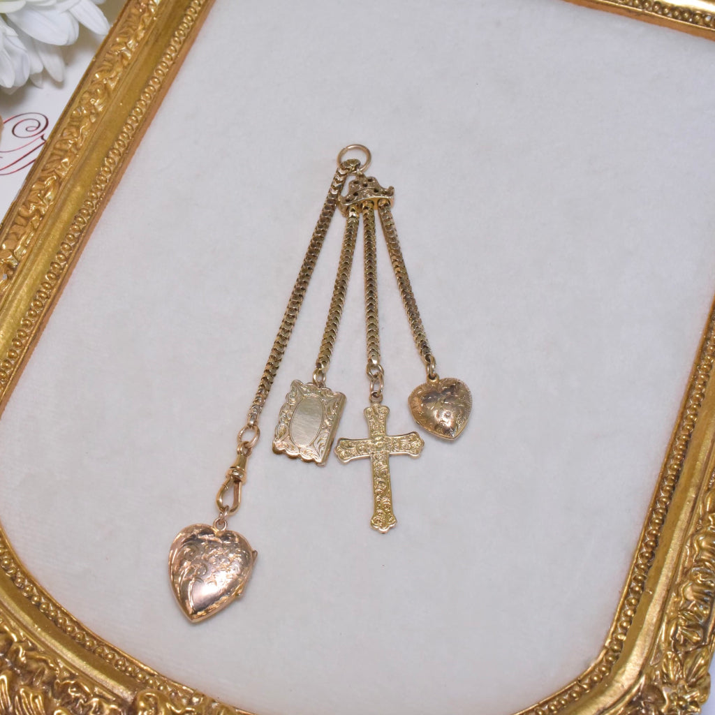 Antique Victorian 15ct (And 18ct) Rose Gold Locket Chatelaine Circa 1880-90