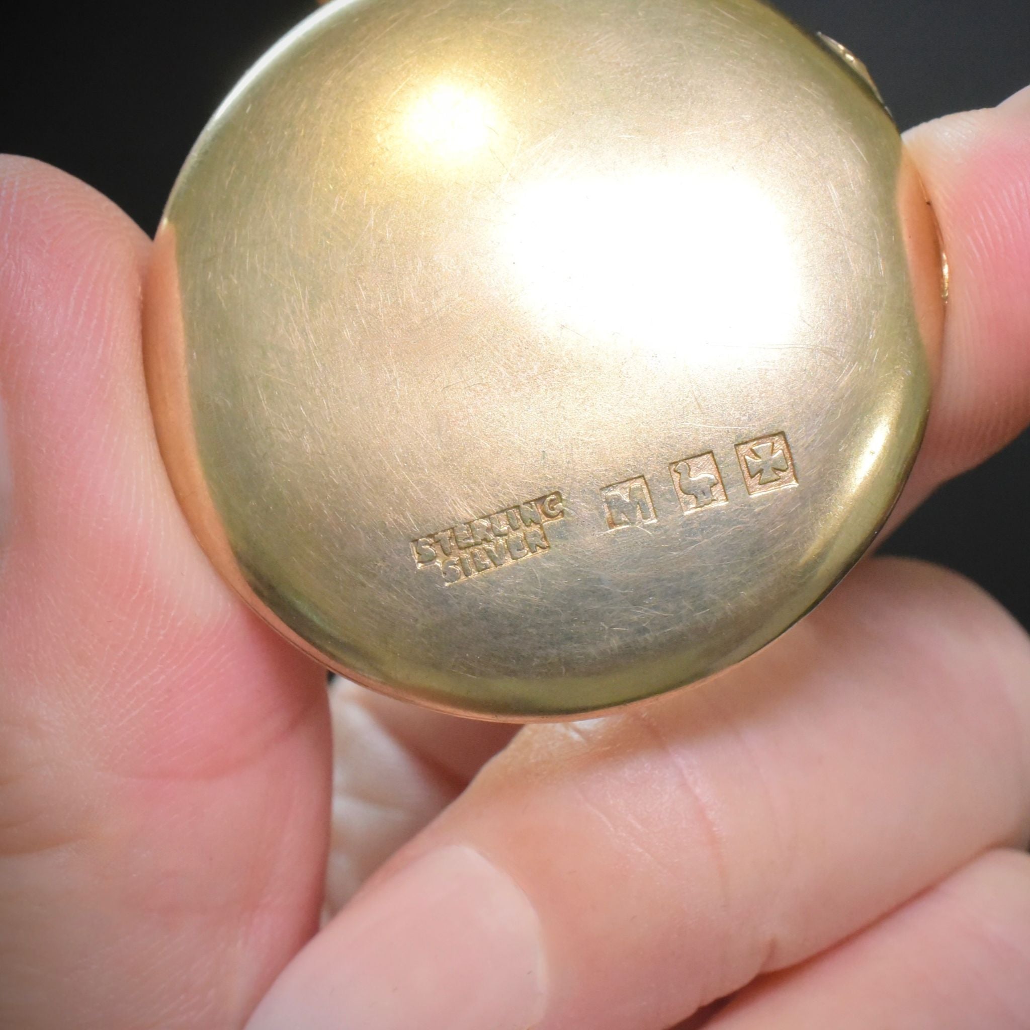 Antique Australian Sterling Silver (Gilt Over) Double Sided Locket By F. J. Mole, Circa 1915-1920