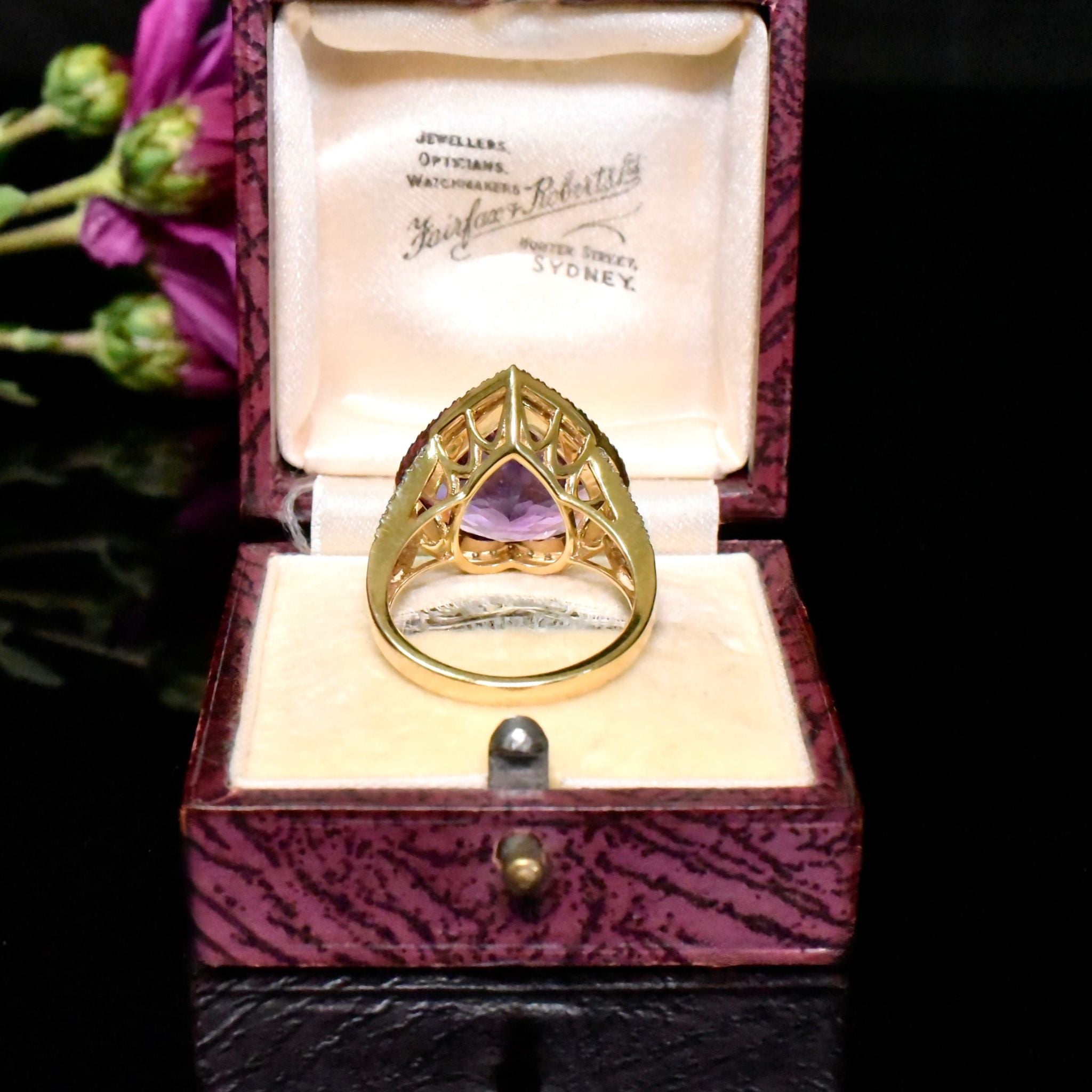 Superb 14ct Yellow Gold Heart-Cut Amethyst (6.99ct) And Diamond (0.57ct) Ring Included In Purchase Valuation For $7,659 AUD