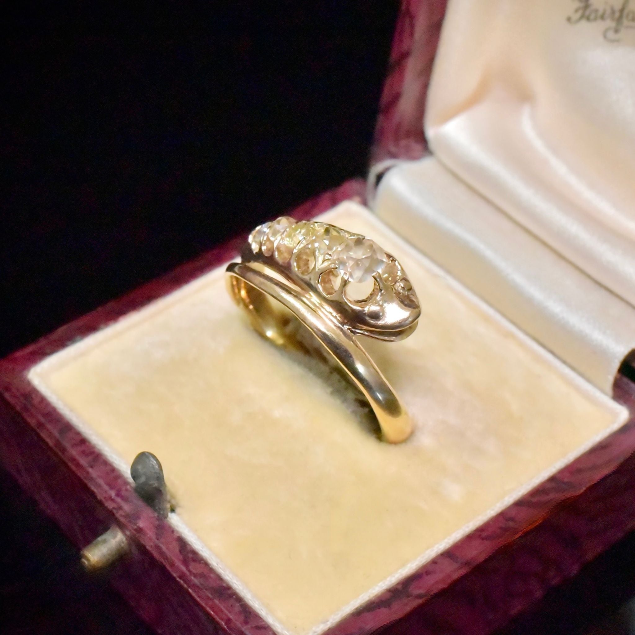 Antique Victorian Era 18ct Yellow Gold Old Mine-Cut ‘Serpent’ Ring Circa 1890-1900