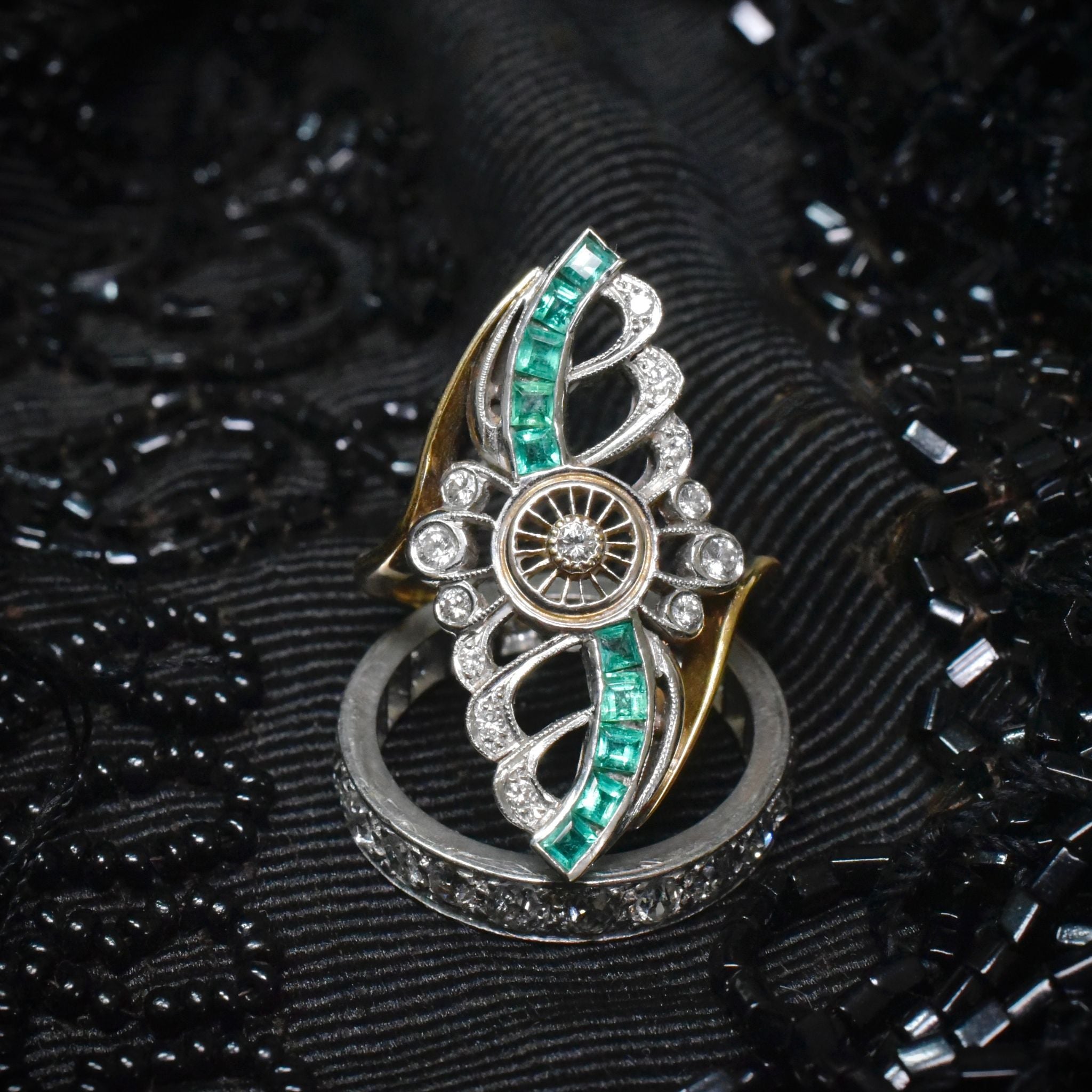 Superb Contemporary 18ct Yellow (And White) Gold Emerald And Diamond Ring Included In Purchase A 2020 NCJV Valuation For $7,700 AUD