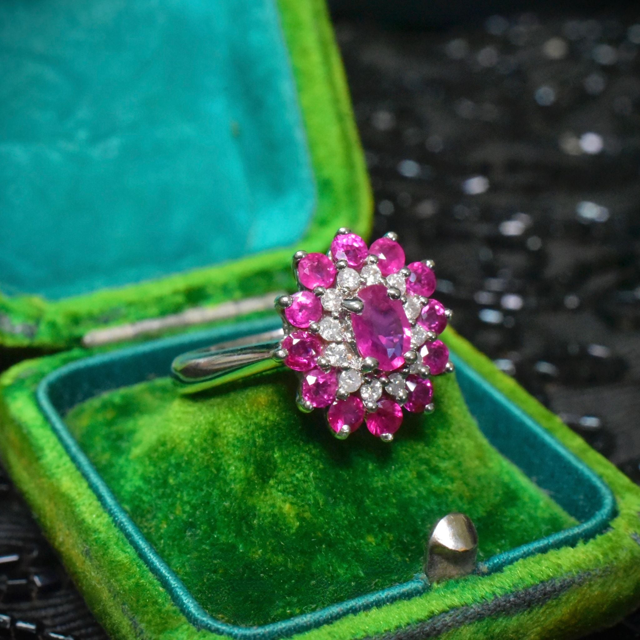 Fabulous 18ct White Gold Ruby And Diamond Daisy Halo Cluster Ring Included In Purchase An 2022 NCJV Valuation For $5,800 AUD