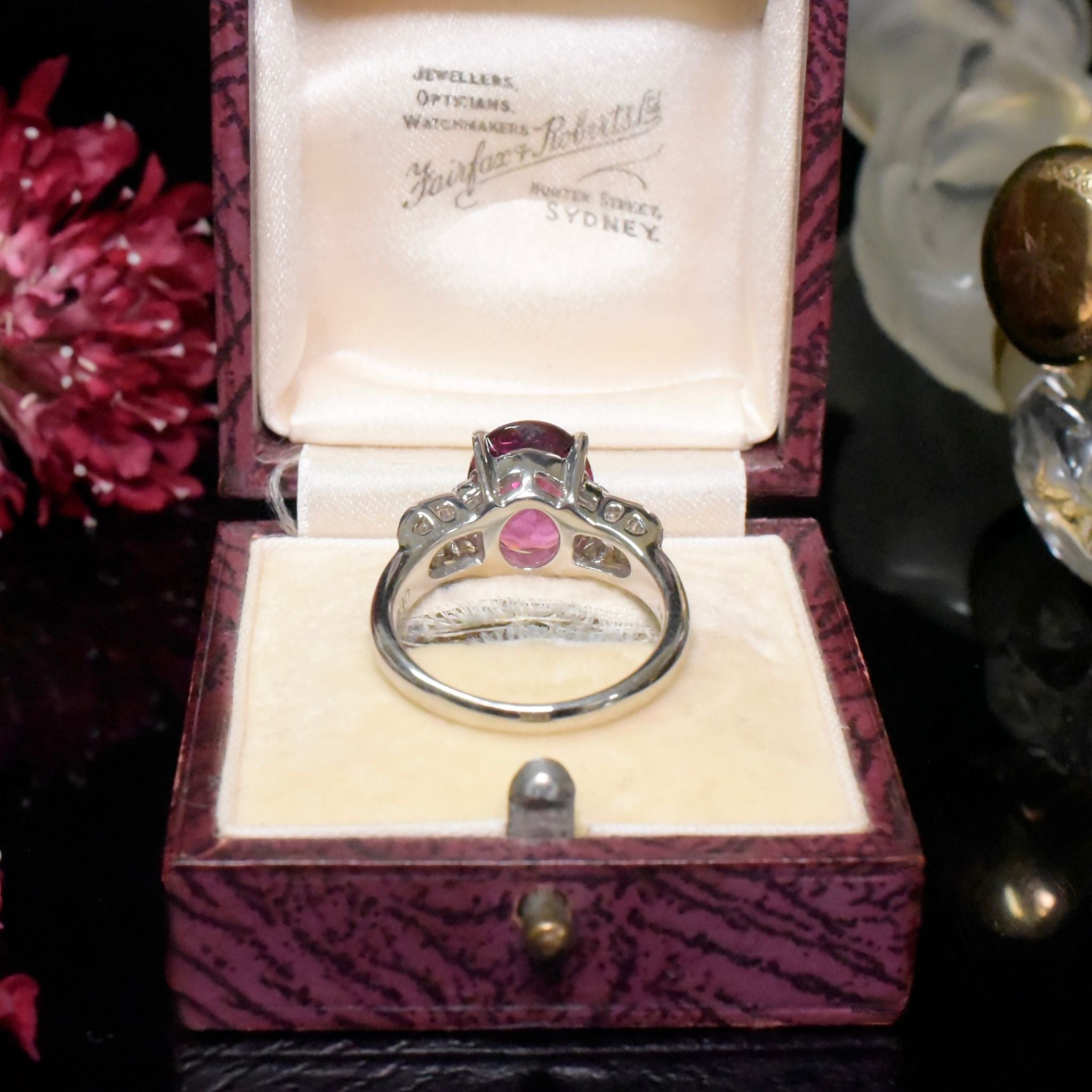 Superb Solid Platinum Rhodolite Garnet (4.40ct) And Diamond (0.46ct) Ring