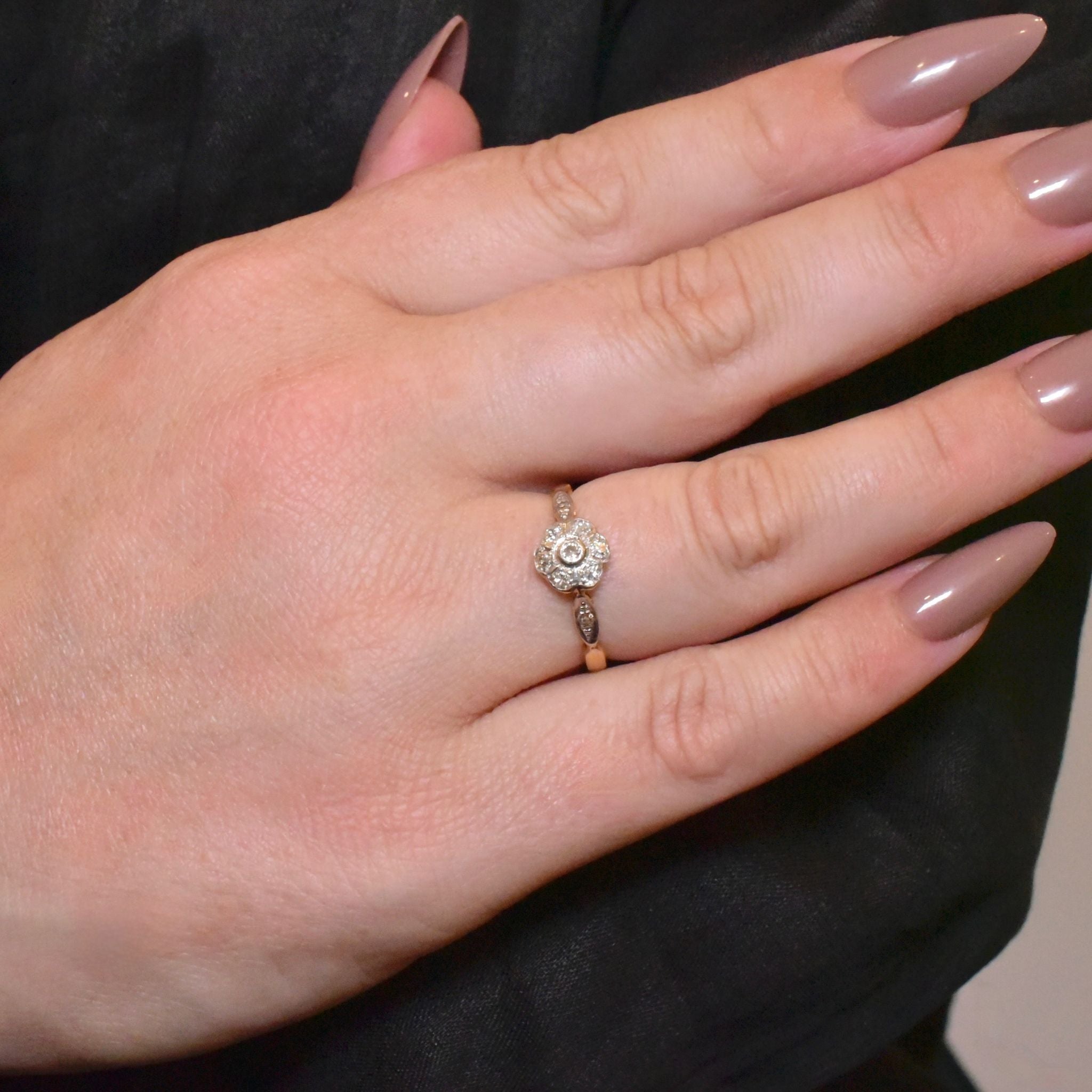 Vintage 18ct Yellow Gold And Diamond ‘Daisy’ Cluster Ring Circa 1935-1940