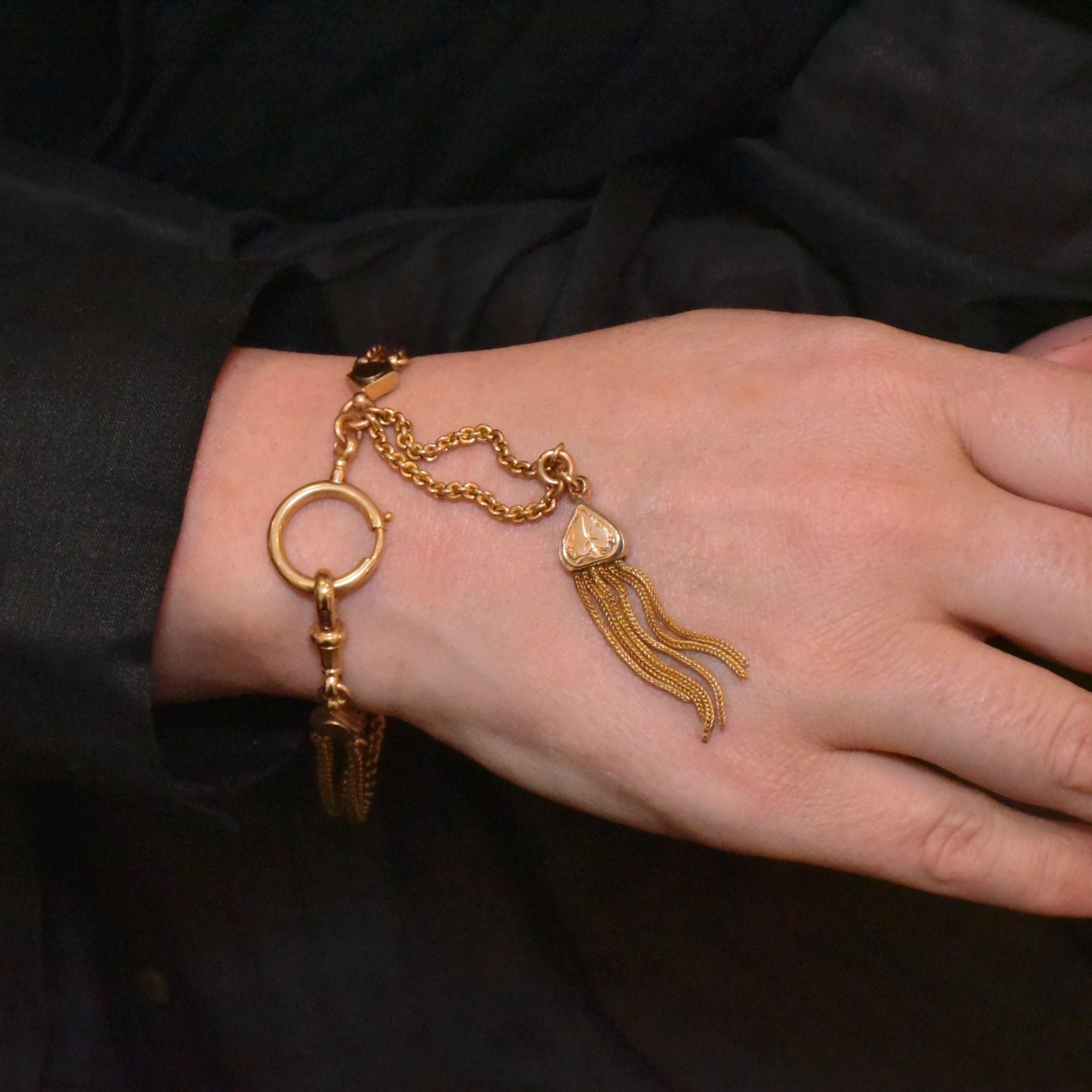 Antique Edwardian *Rolled Gold* Albertina Tassel Fob Watch Chain Circa 1900-1915