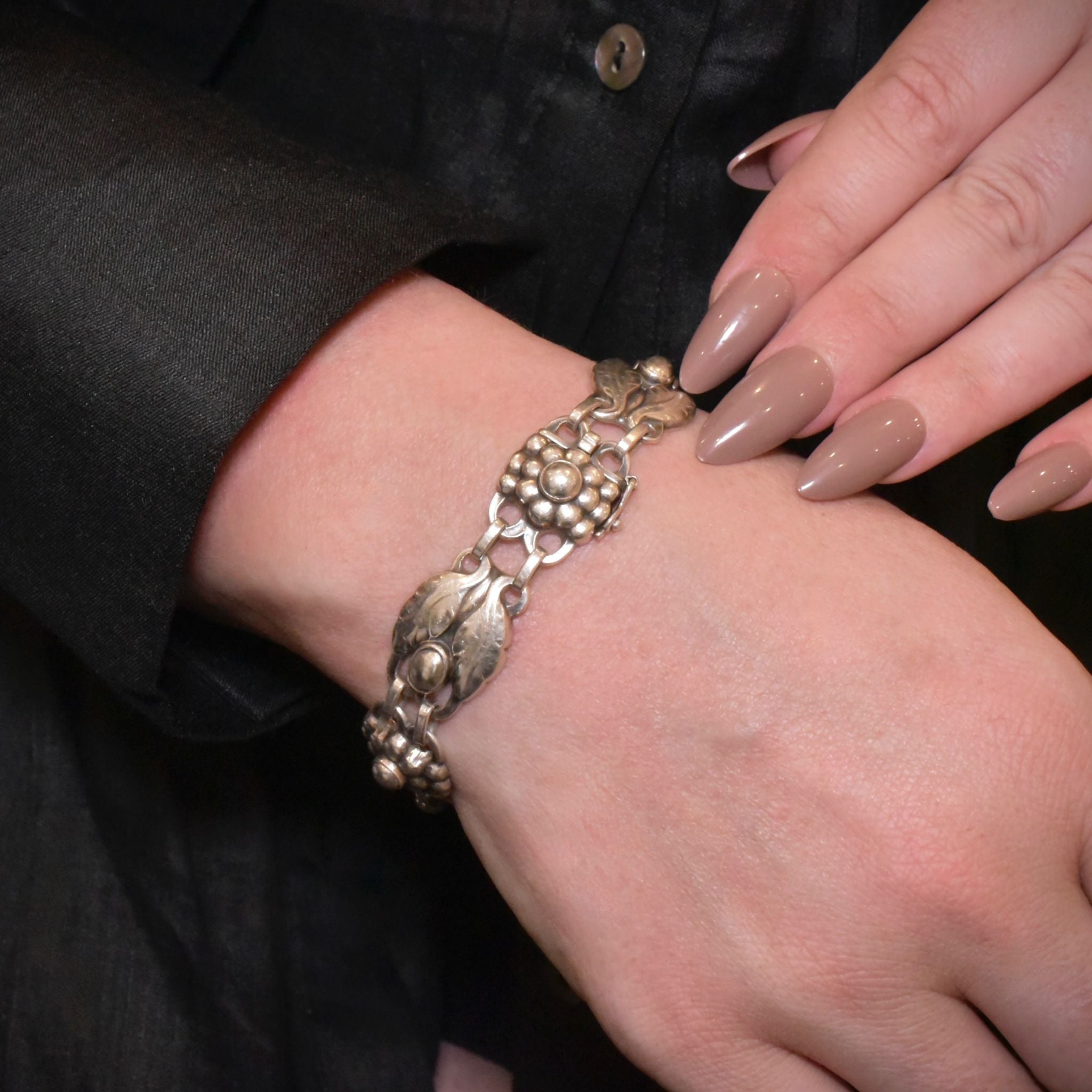 Stunning Vintage Georg Jensen Sterling Silver Bracelet Denmark #3 Circa 1945-1977