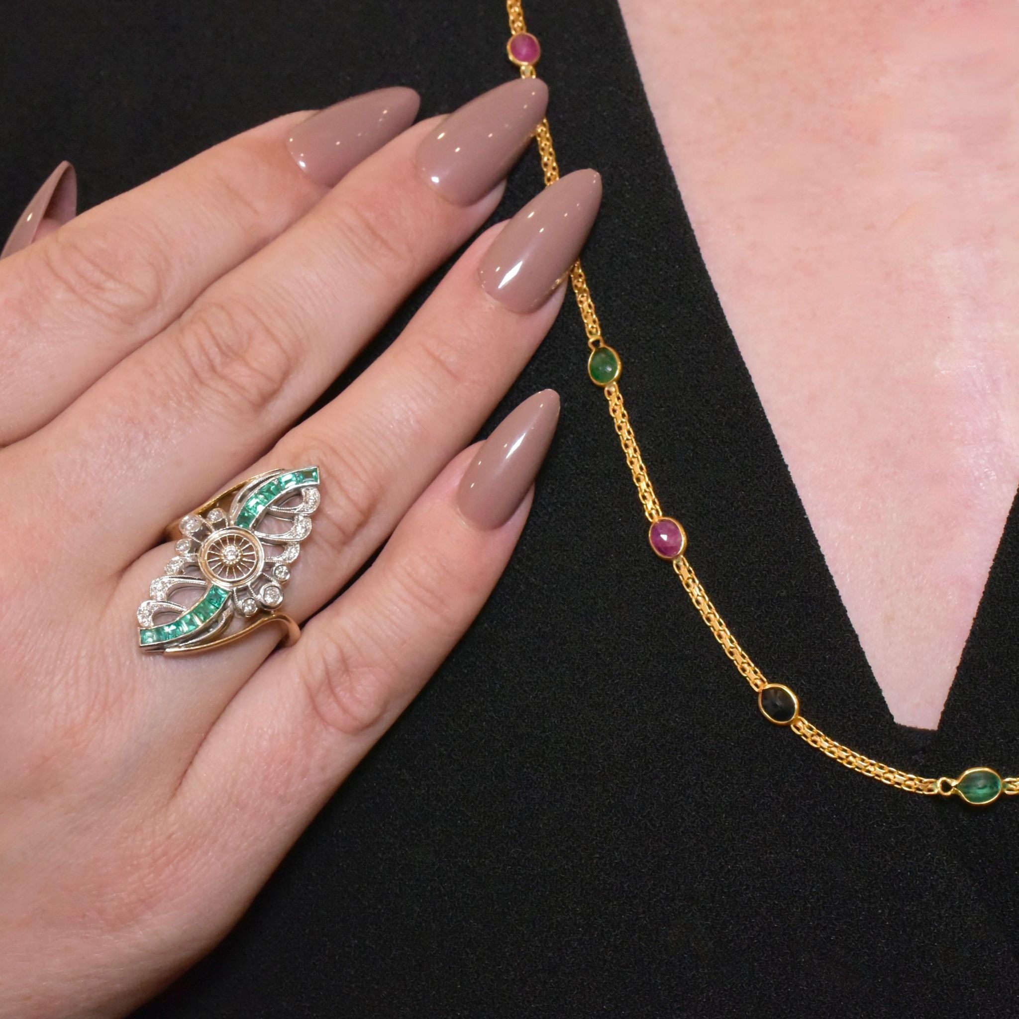 Superb Contemporary 18ct Yellow (And White) Gold Emerald And Diamond Ring Included In Purchase A 2020 NCJV Valuation For $7,700 AUD