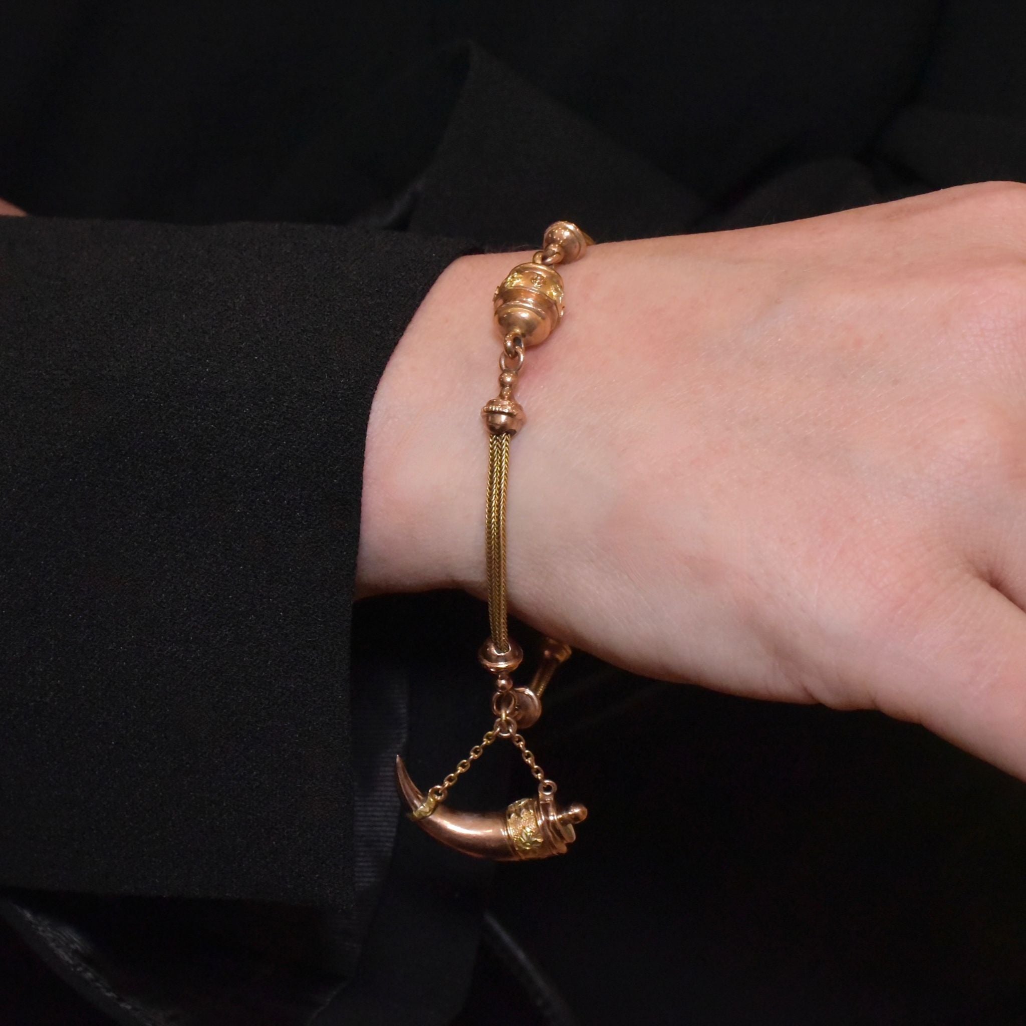 Antique Victorian *Rolled Gold* Albertina Bracelet With Cornucopia Circa 1890-1900
