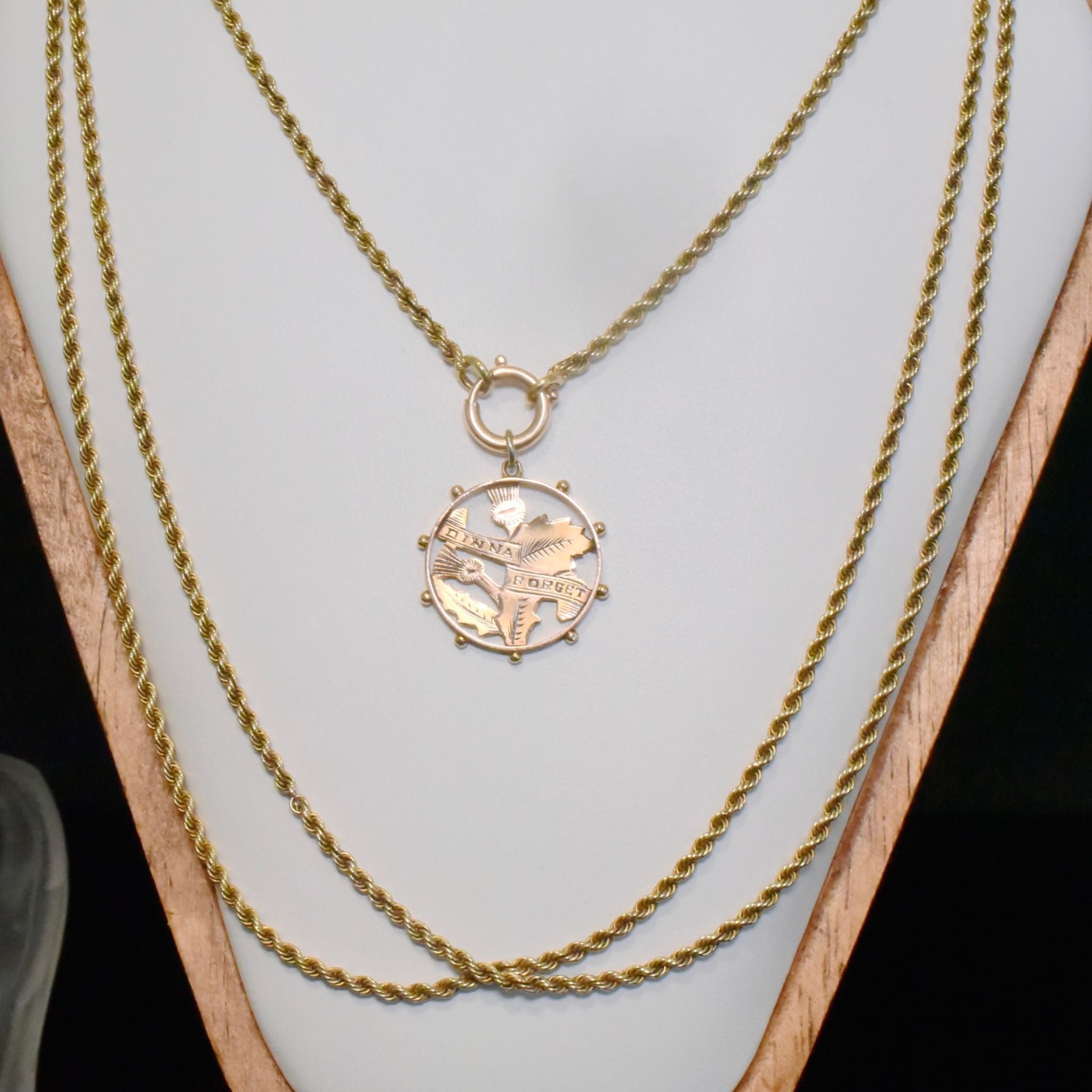 Antique Australian 9ct Rose Gold ‘Dinna Forget’ Pendant Circa 1910