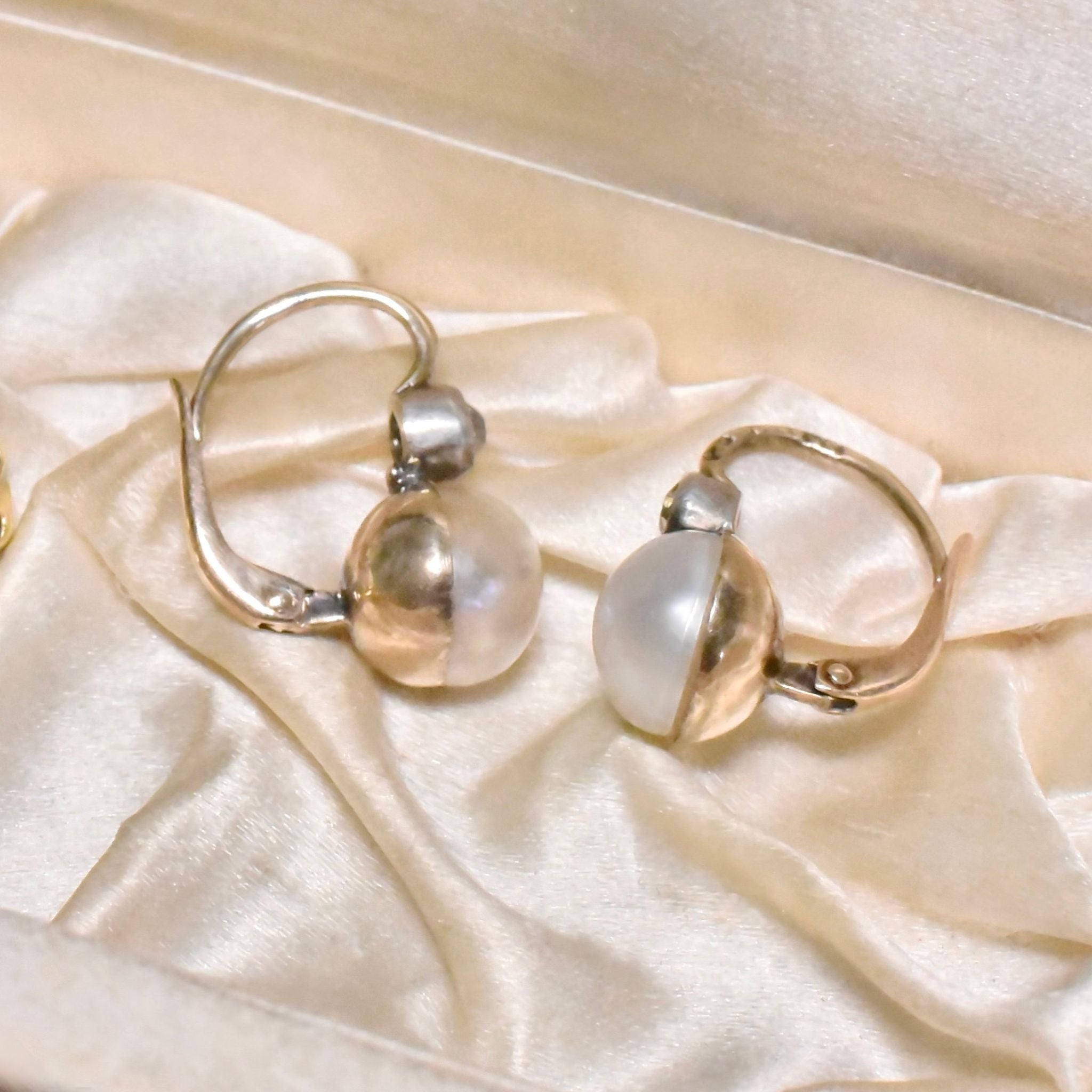 Divine Antique Austro-Hungarian 14ct Yellow Gold, Pearl And Diamond Earrings Circa 1890-1910