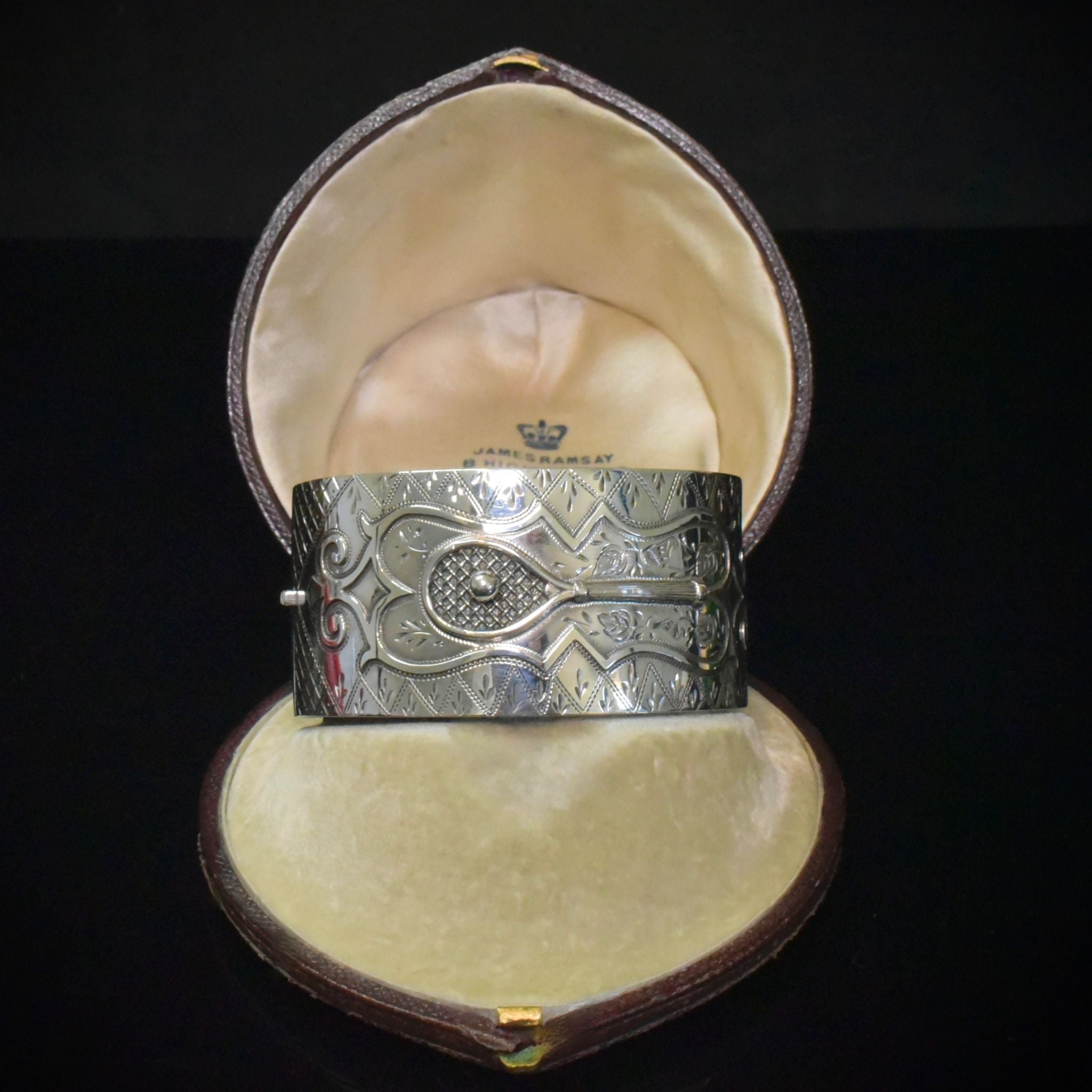 Antique Victorian Sterling Silver ‘Tennis’ Bangle - Birmingham 1884