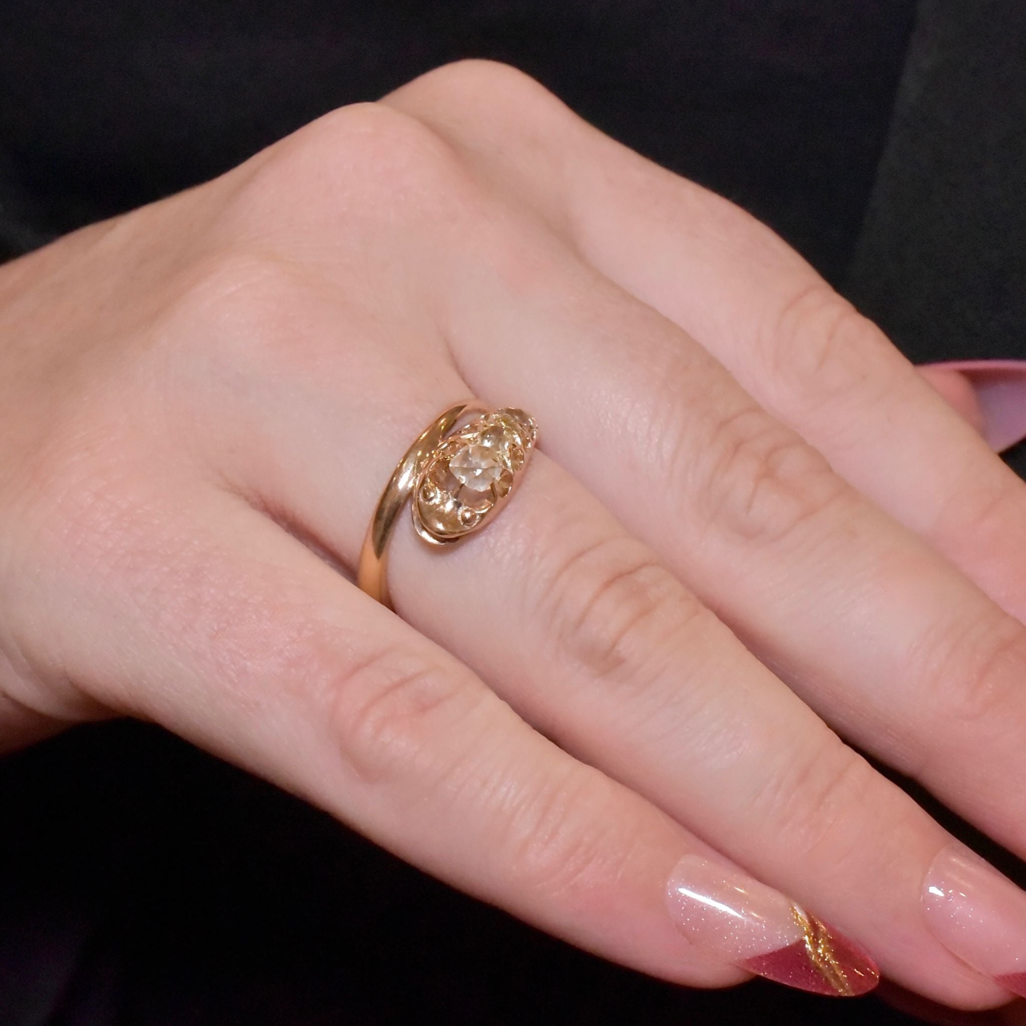 Antique Victorian Era 18ct Yellow Gold Old Mine-Cut ‘Serpent’ Ring Circa 1890-1900