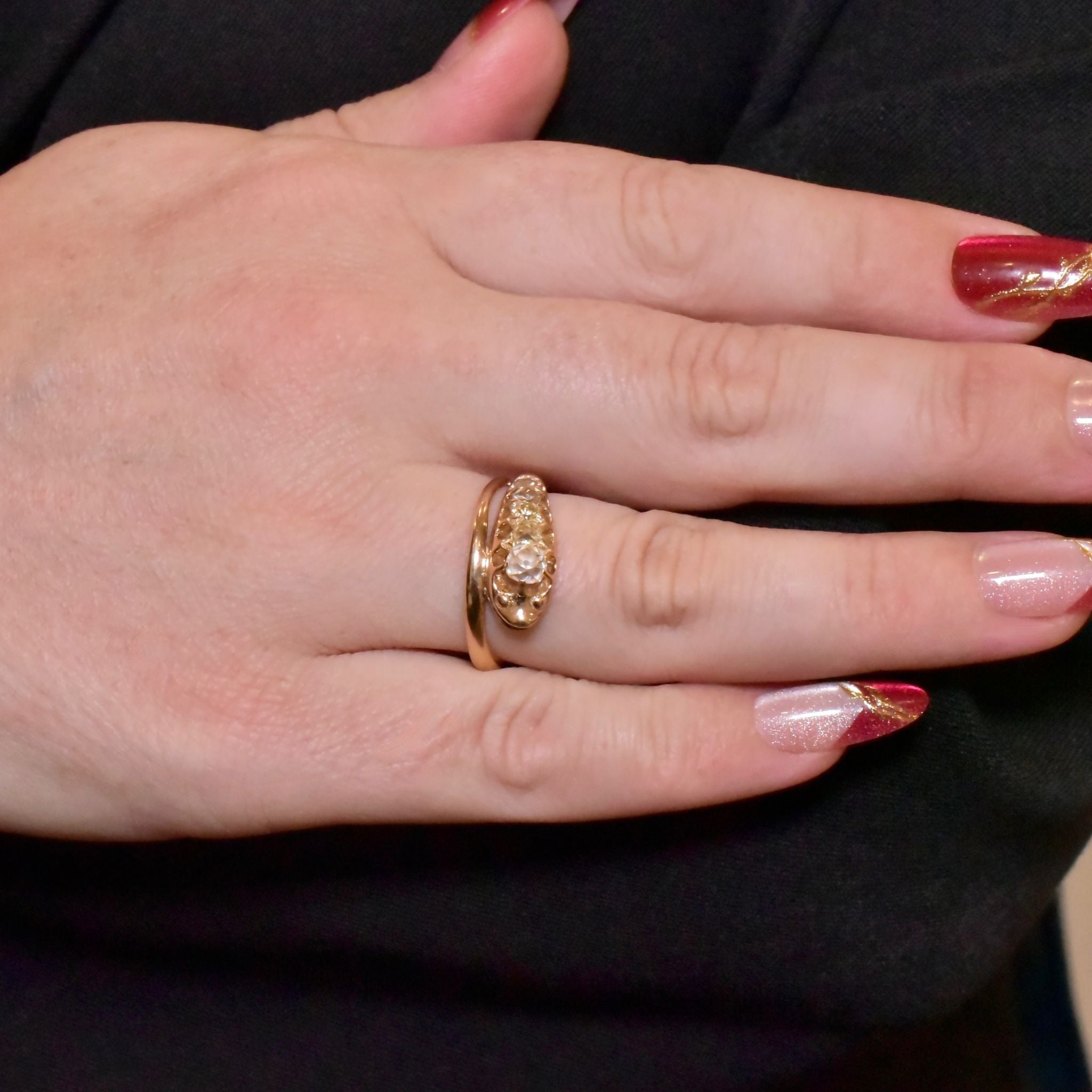Antique Victorian Era 18ct Yellow Gold Old Mine-Cut ‘Serpent’ Ring Circa 1890-1900