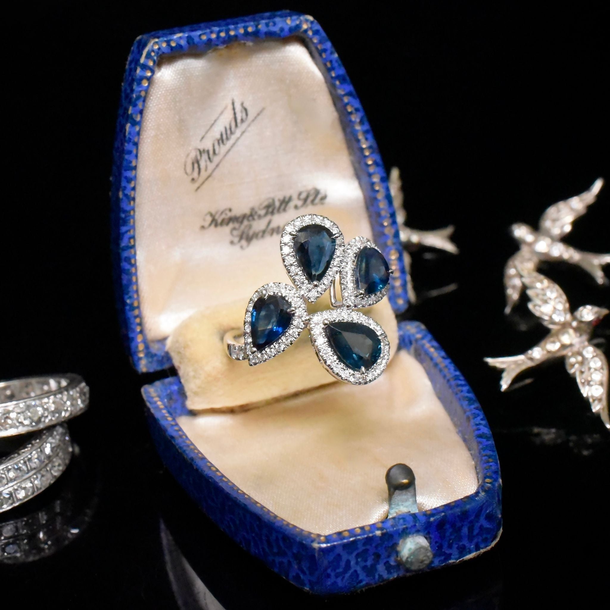 Stunning 14ct White Gold Sapphire (3.35ct) And Diamond (0.34ct) Ring