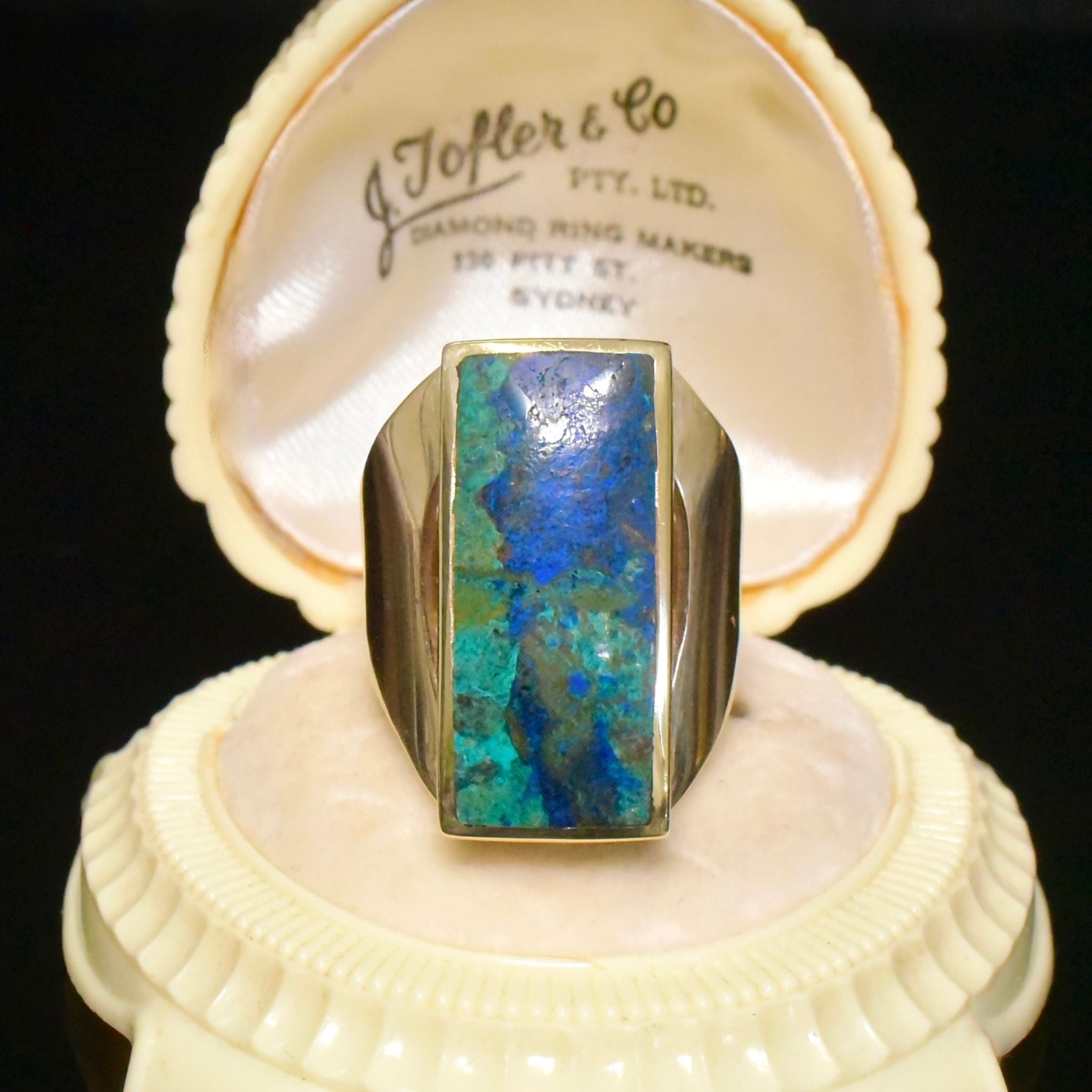 Superb 9ct Yellow Gold Chrysocolla Ring - Sheffield 1995