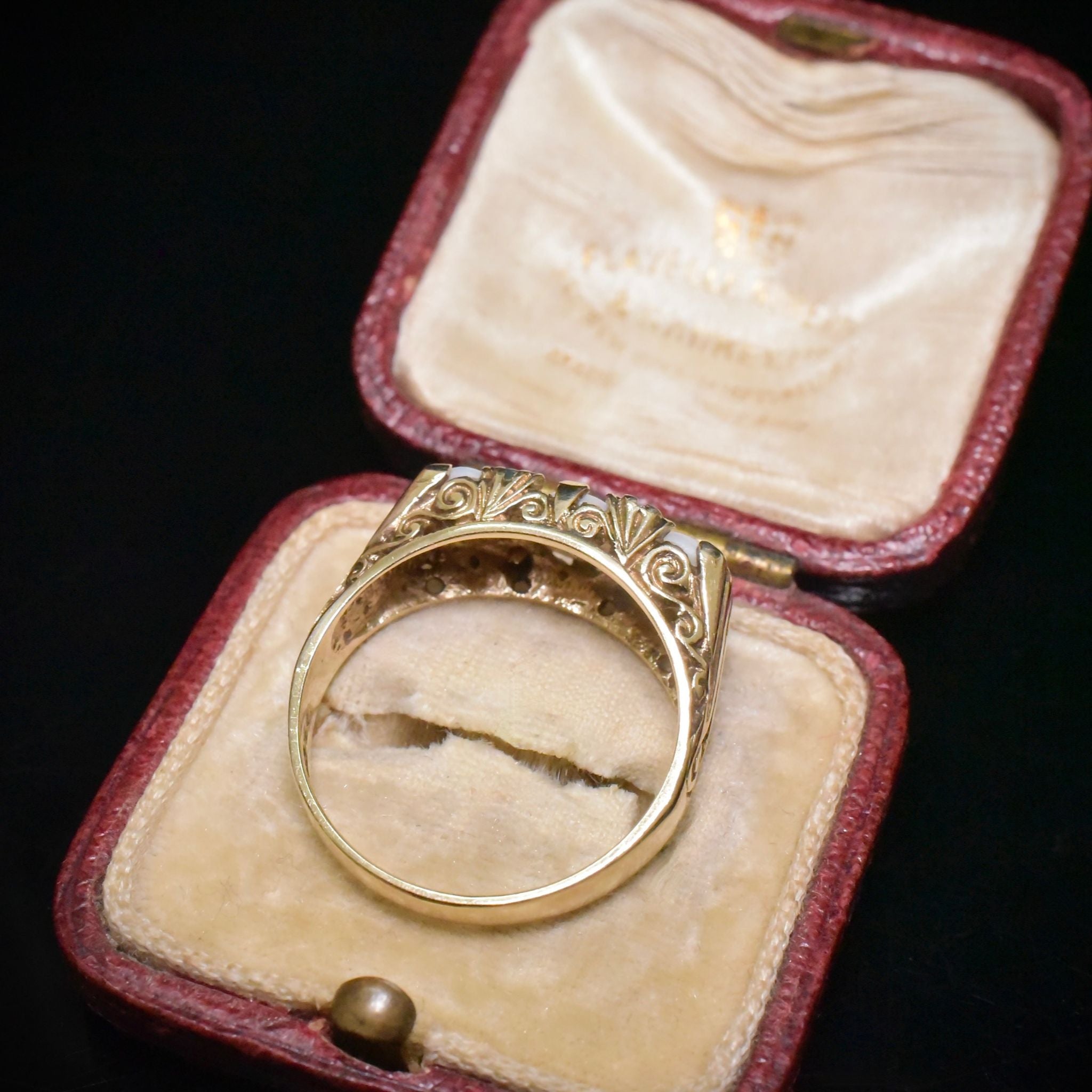 Vintage 9ct Yellow Gold Opal And Emerald Bridge Ring- London 1979