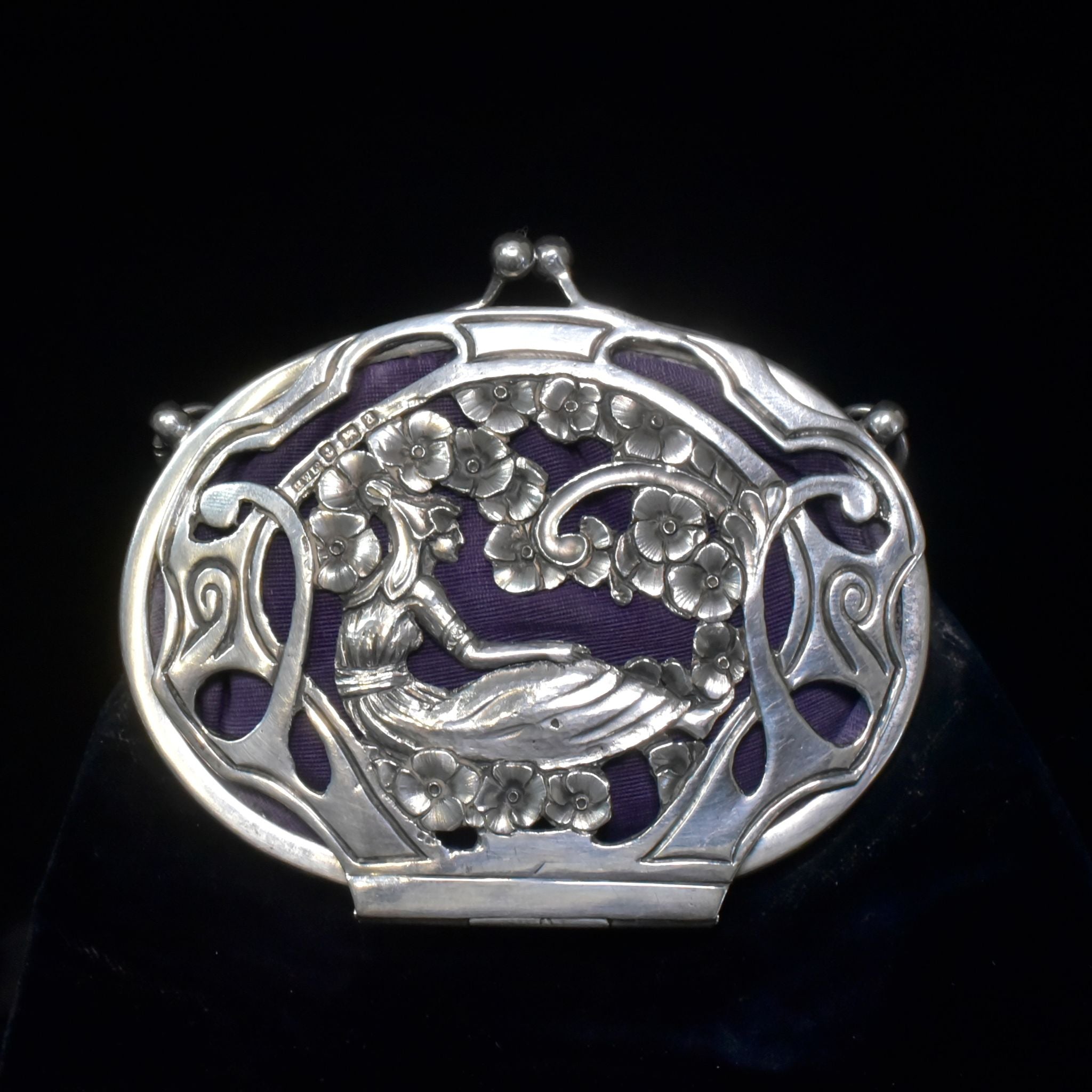 Stunning Antique Art Nouveau Sterling Silver Chatelaine-Purse By Henry Williamson Ltd - 1900
