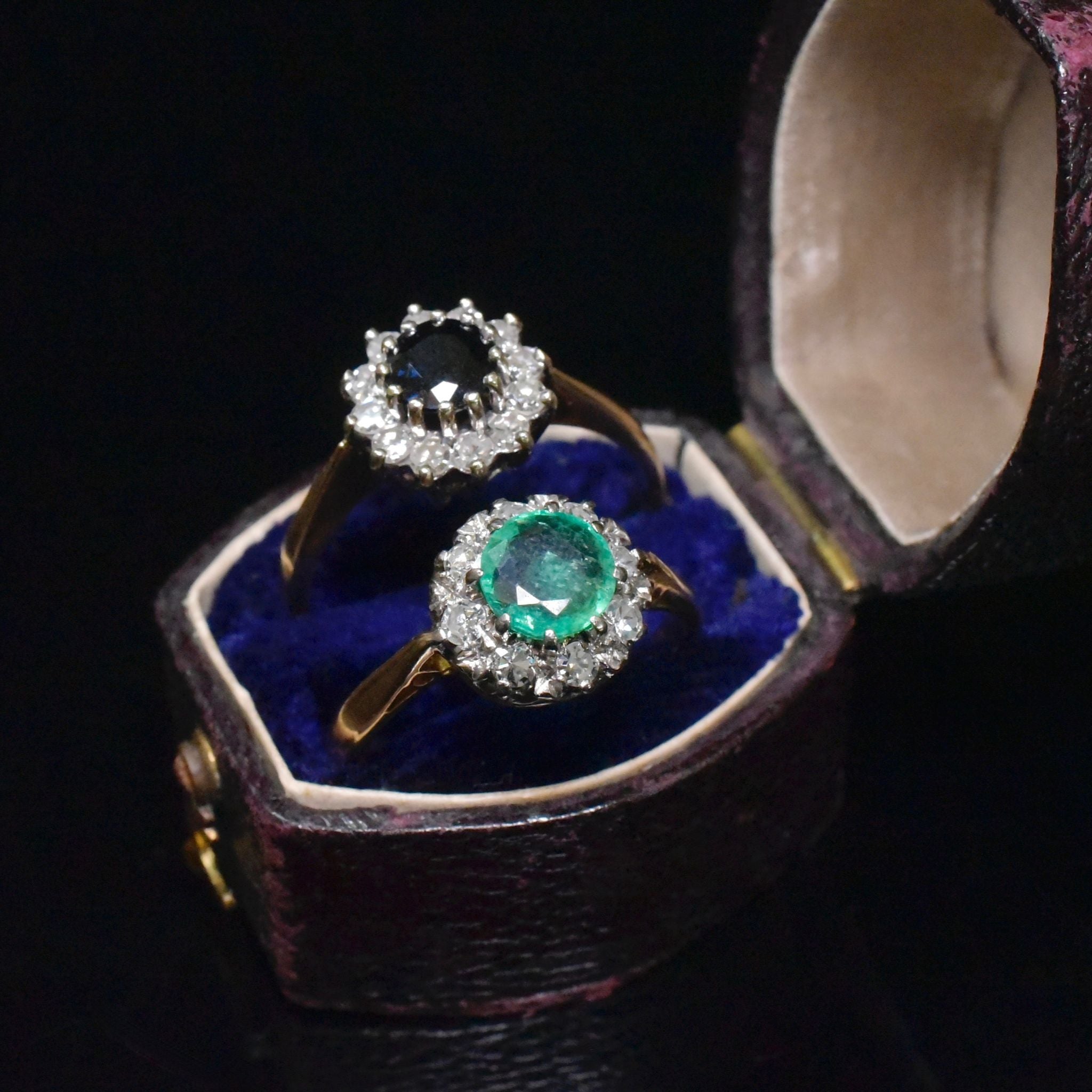 Antique Edwardian 18ct Yellow Gold Emerald And Diamond ‘Daisy’ Halo Ring