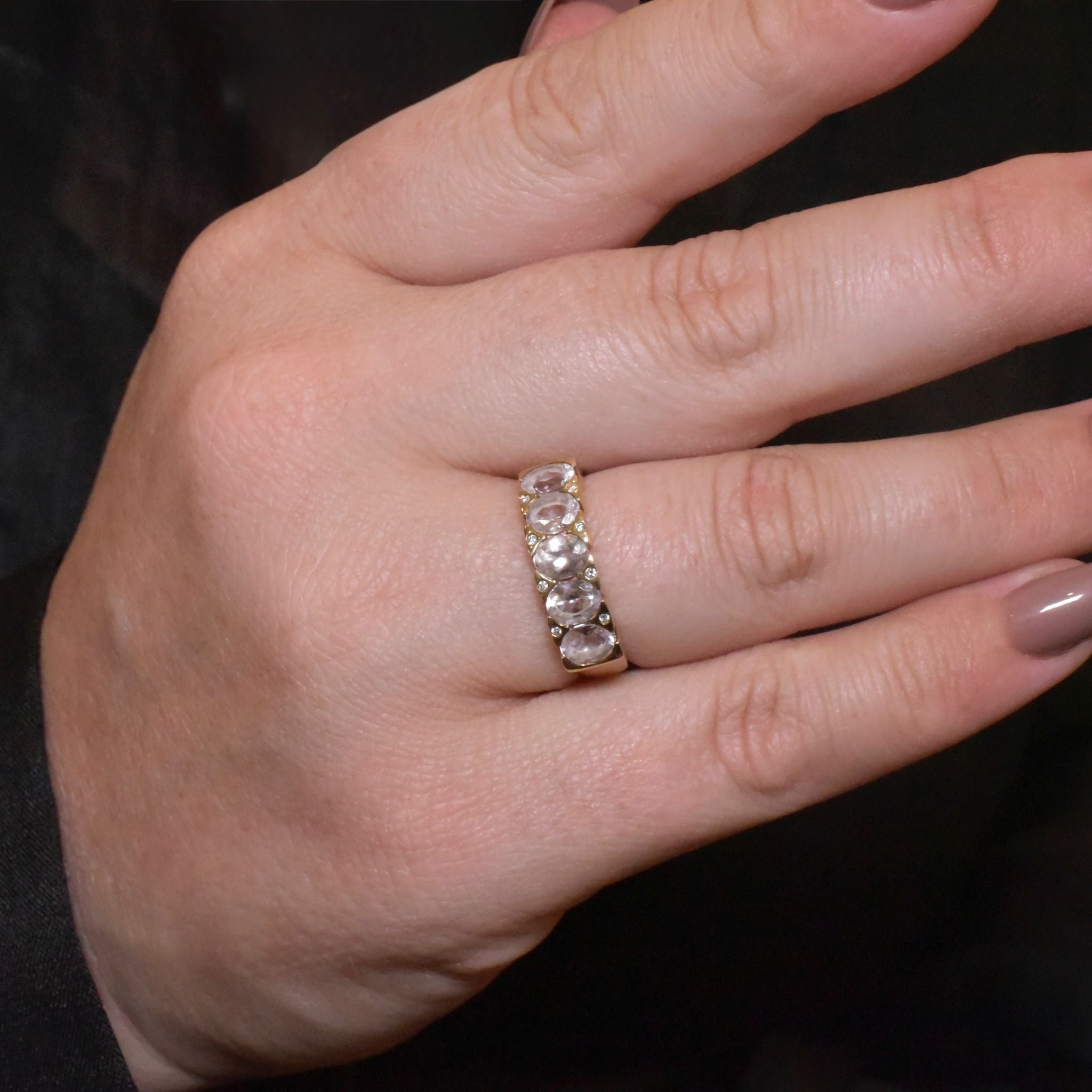 Fabulous 9ct Yellow Gold Morganite And Diamond Ring