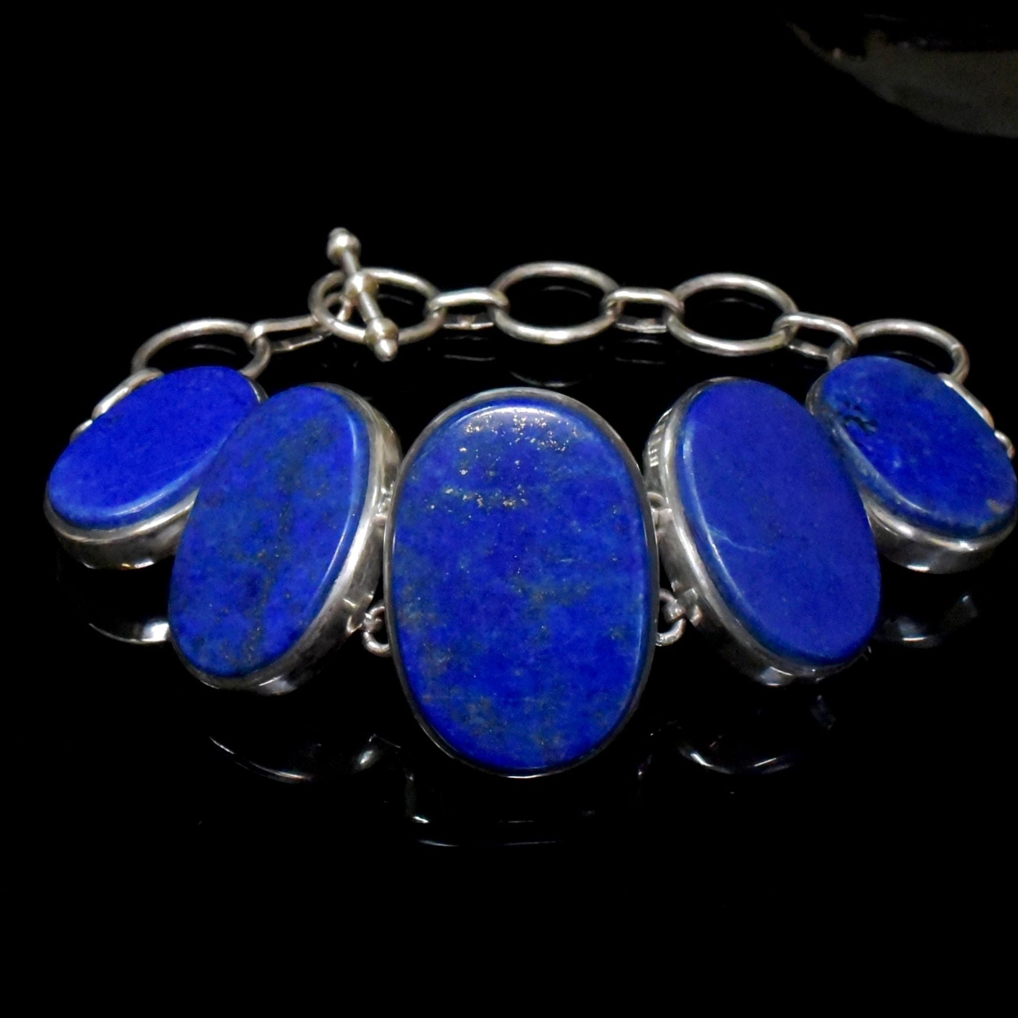 Contemporary Sterling Silver Lapis Lazuli Bracelet