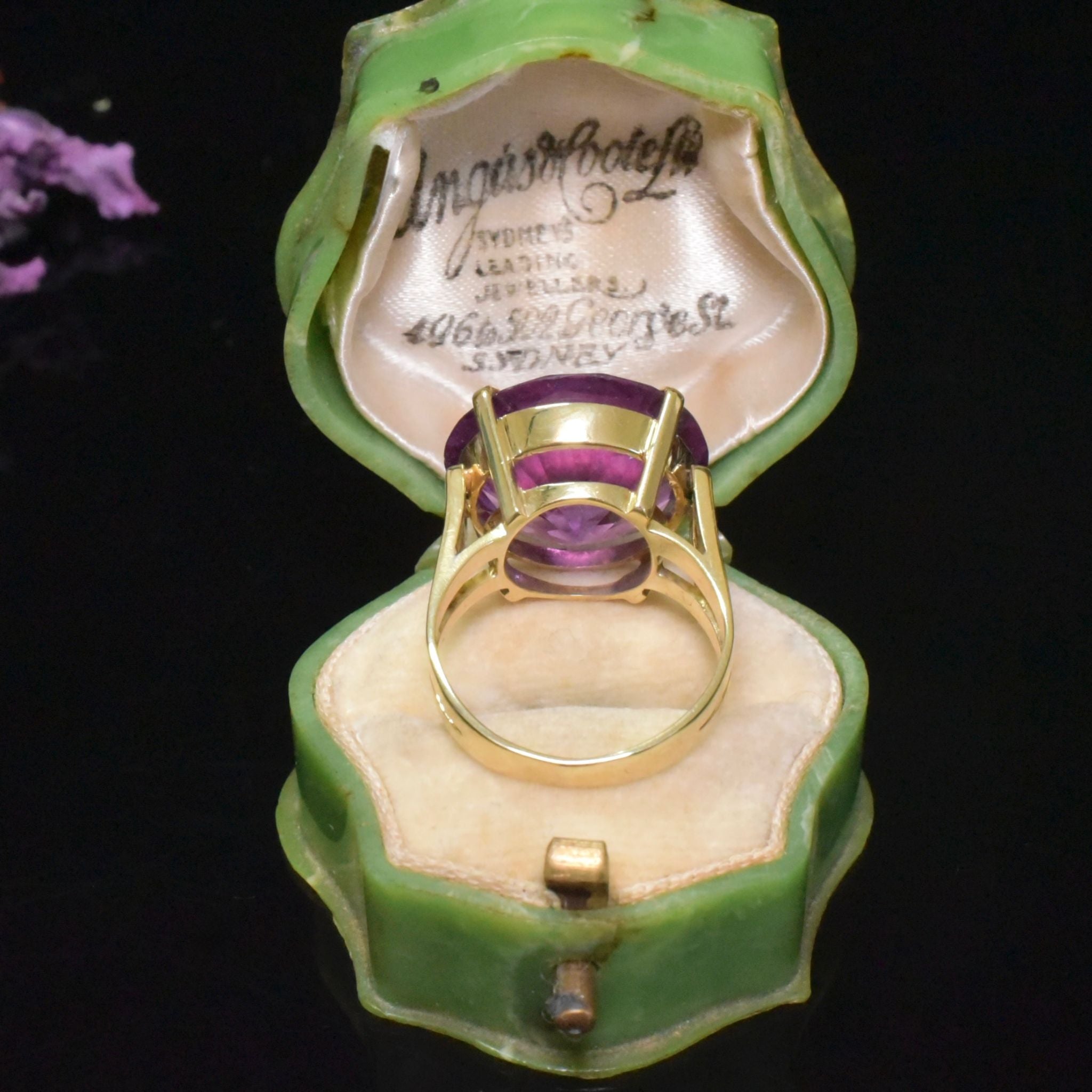 Vintage 14ct Yellow Gold Synthetic Colour Change Sapphire Cocktail Ring