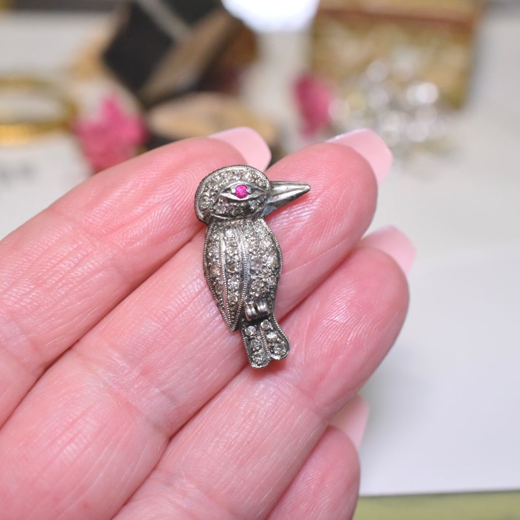 Antique Art Deco Platinum Diamond And Ruby ‘Kookaburra’ Brooch Circa 1925