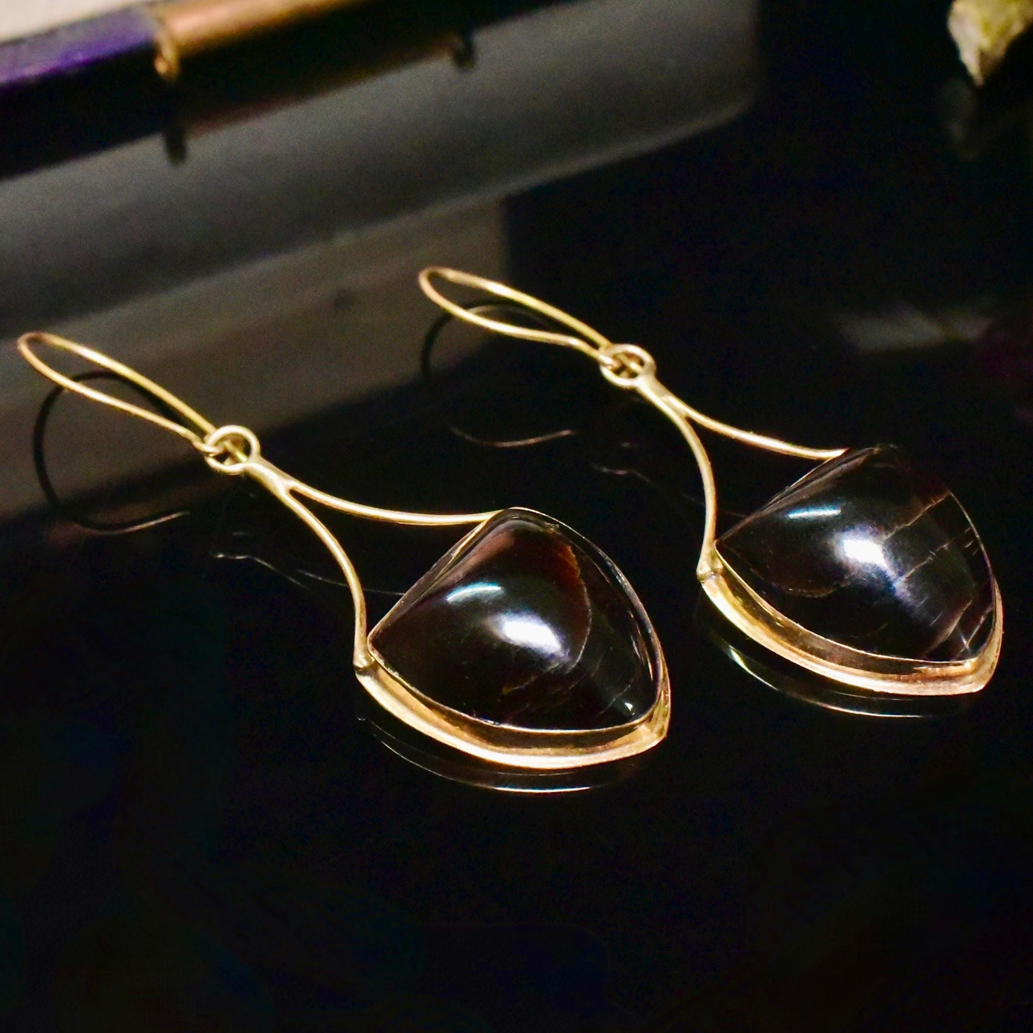 Antique Victorian 14ct Yellow Gold Tortoiseshell Earrings