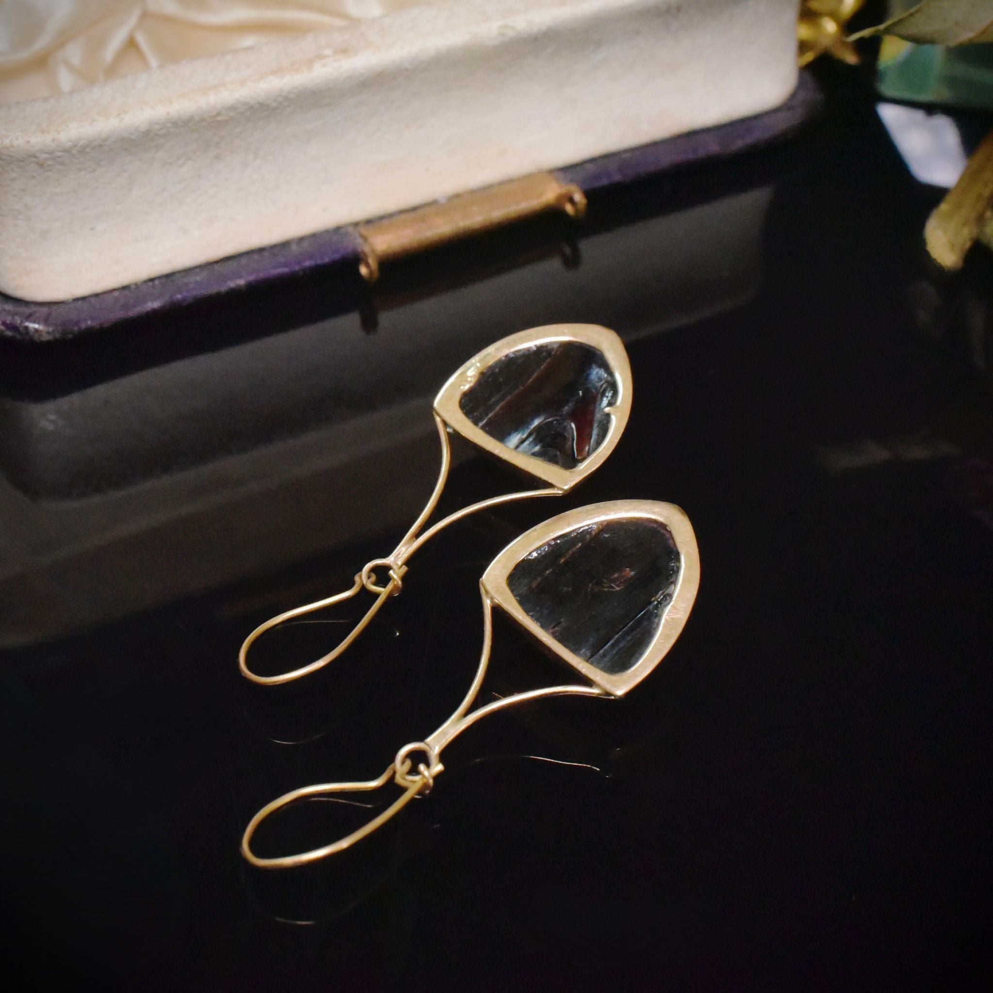 Antique Victorian 14ct Yellow Gold Tortoiseshell Earrings