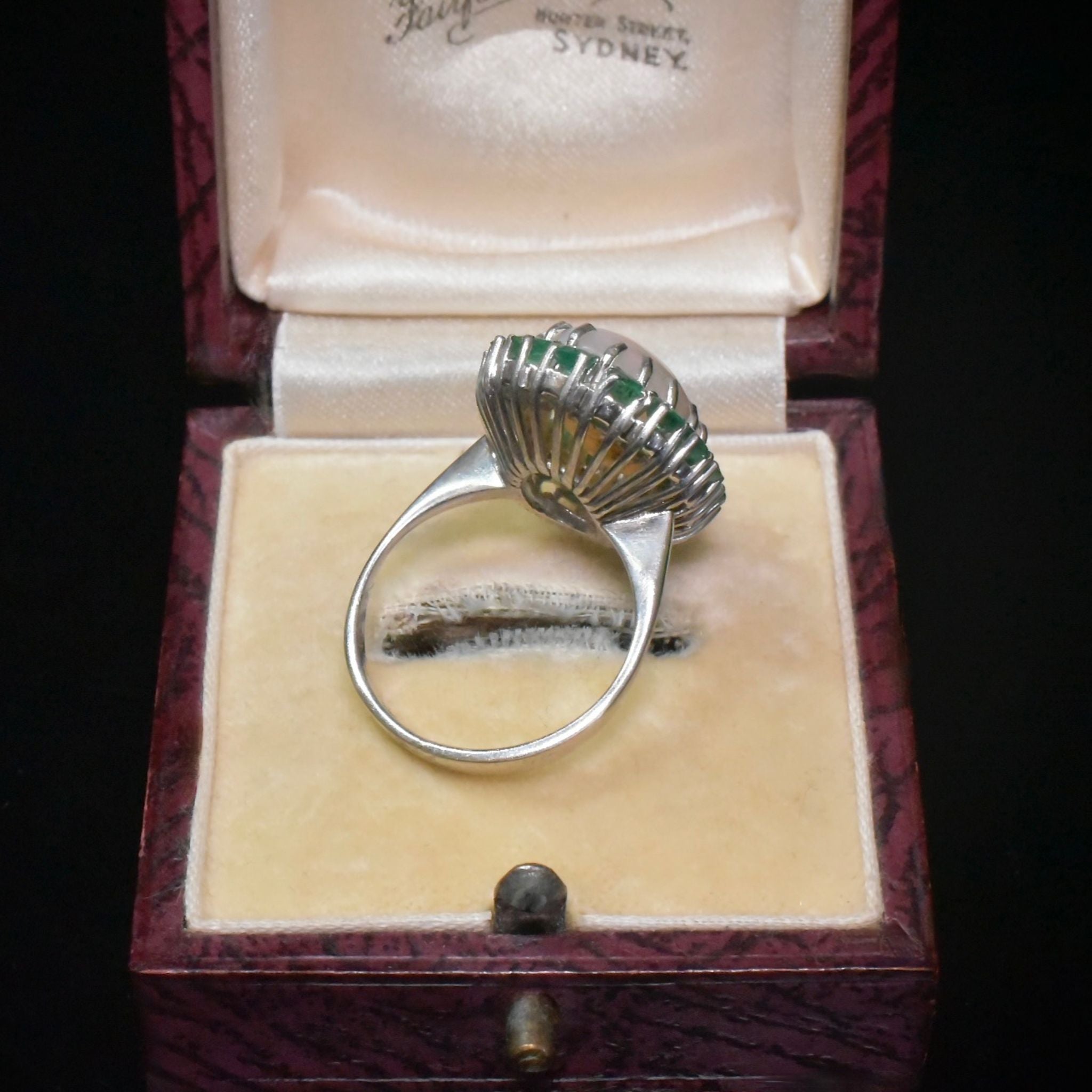 Vintage 9ct White Gold Opal And Emerald Halo Cluster Ring