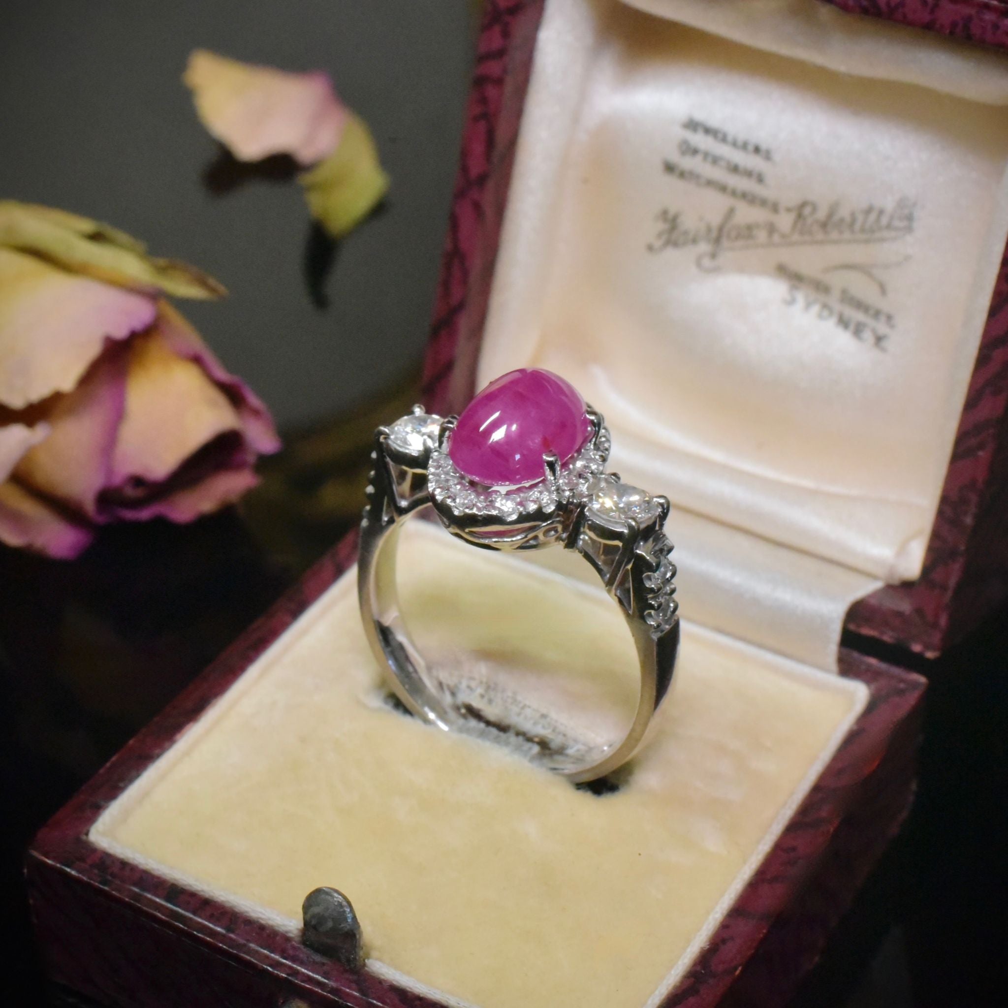 Superb 18ct White Gold Ruby And Diamond Ring Valuation Included In Purchase For $12,030 AUD