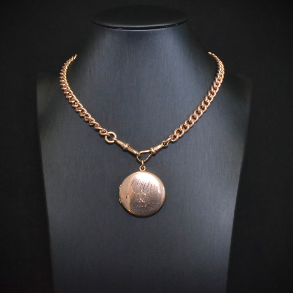 Antique Australian Art Deco 9ct Rose Gold Locket By Charles R. Forster - Dated 1910